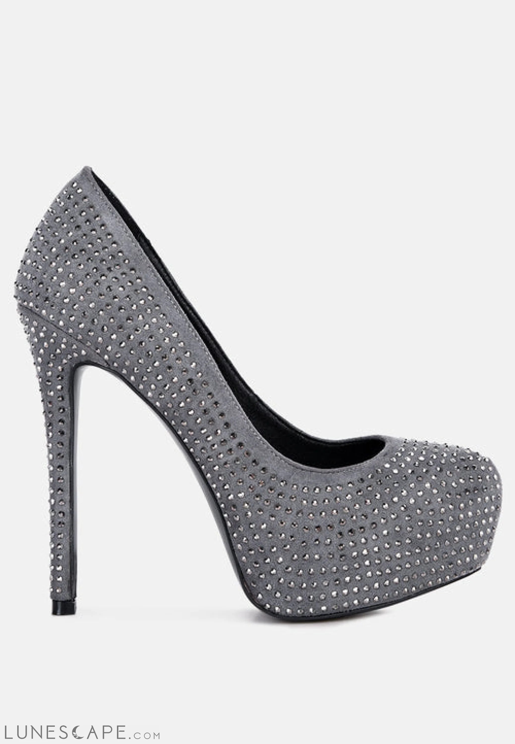 Clarisse Diamante Faux Suede High Heeled Platform Pumps LUNESCAPE
