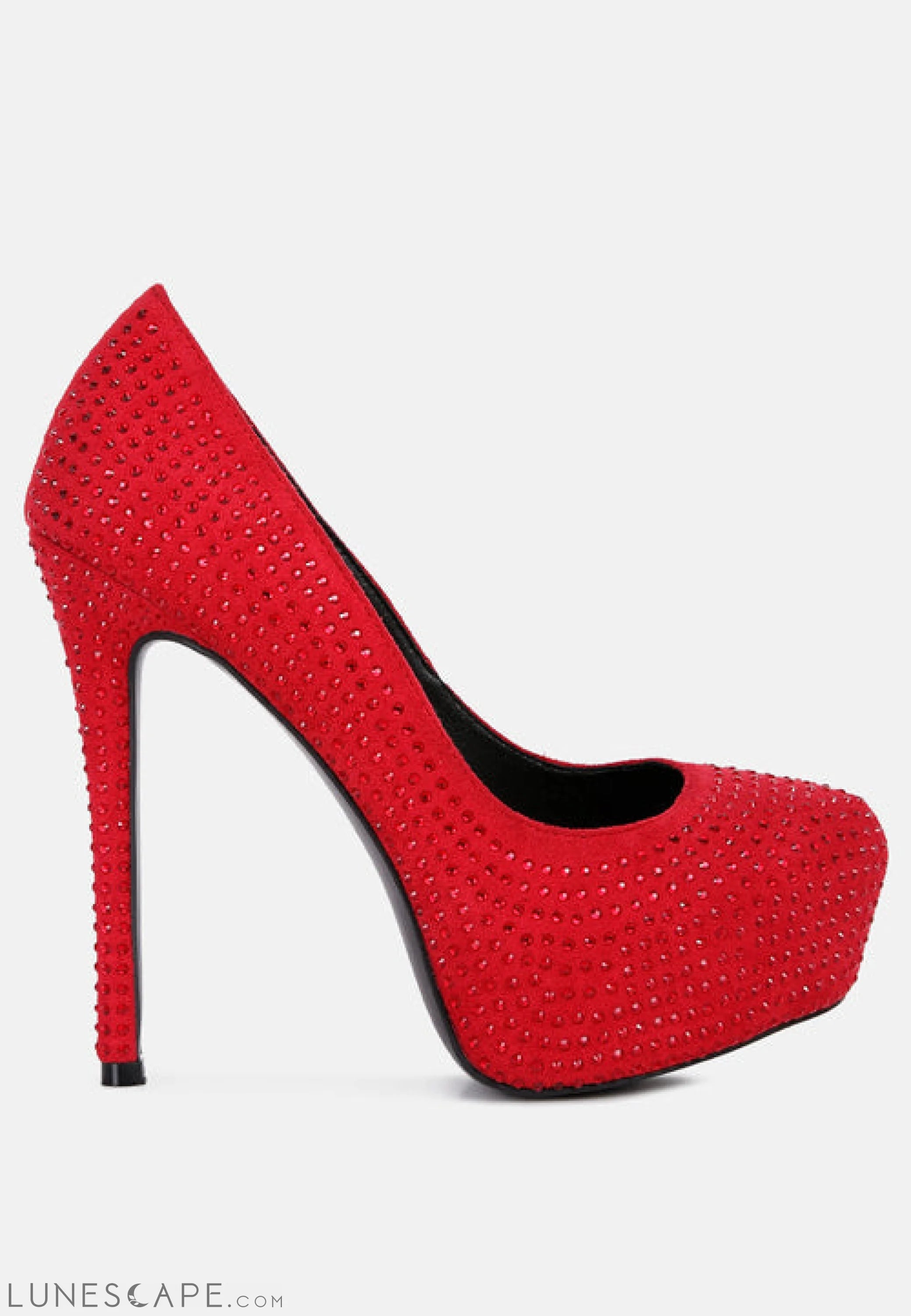Clarisse Diamante Faux Suede High Heeled Platform Pumps LUNESCAPE