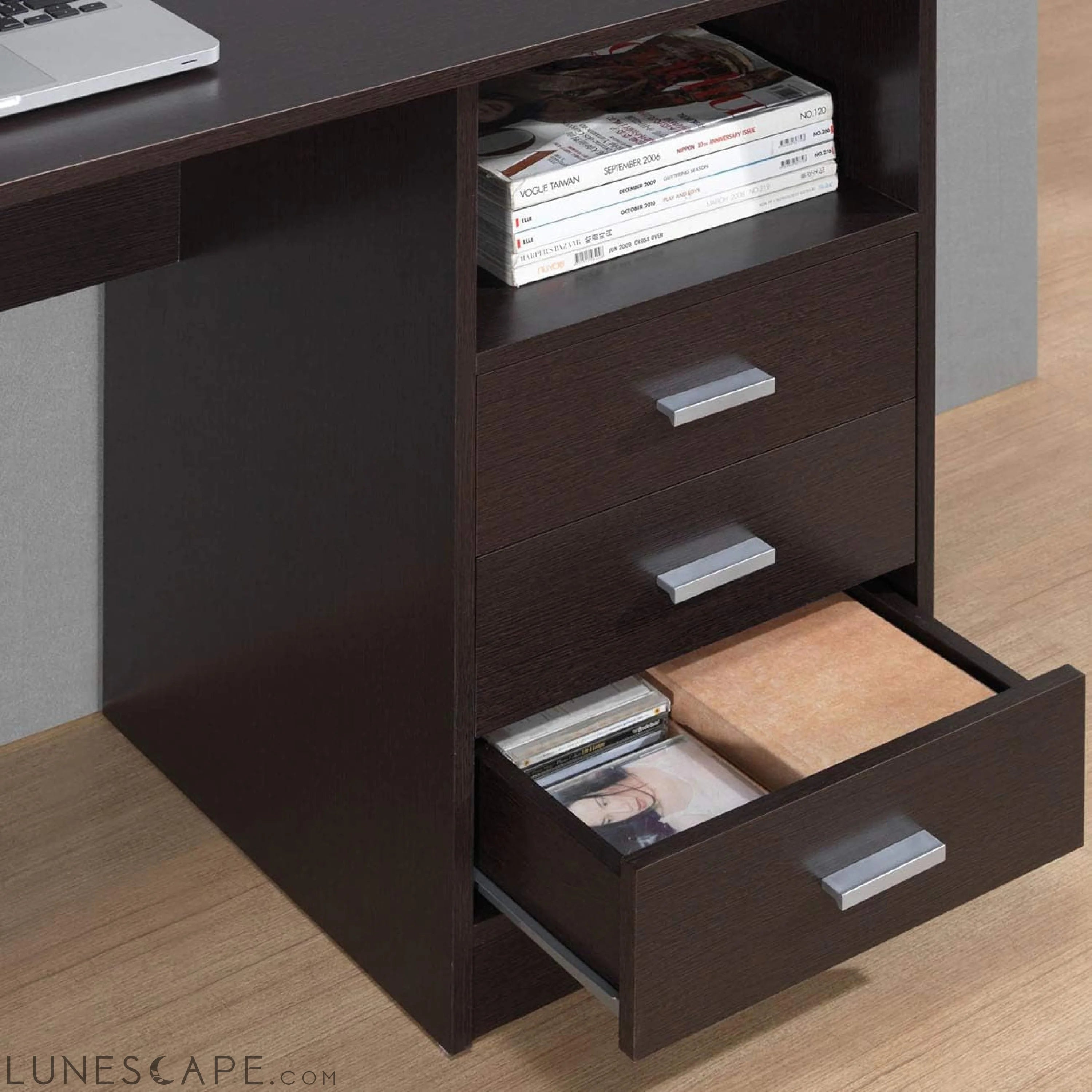 Classic Computer Desk with Multiple Drawers, 29.5" X 23.6" X 51.2", LUNESCAPE