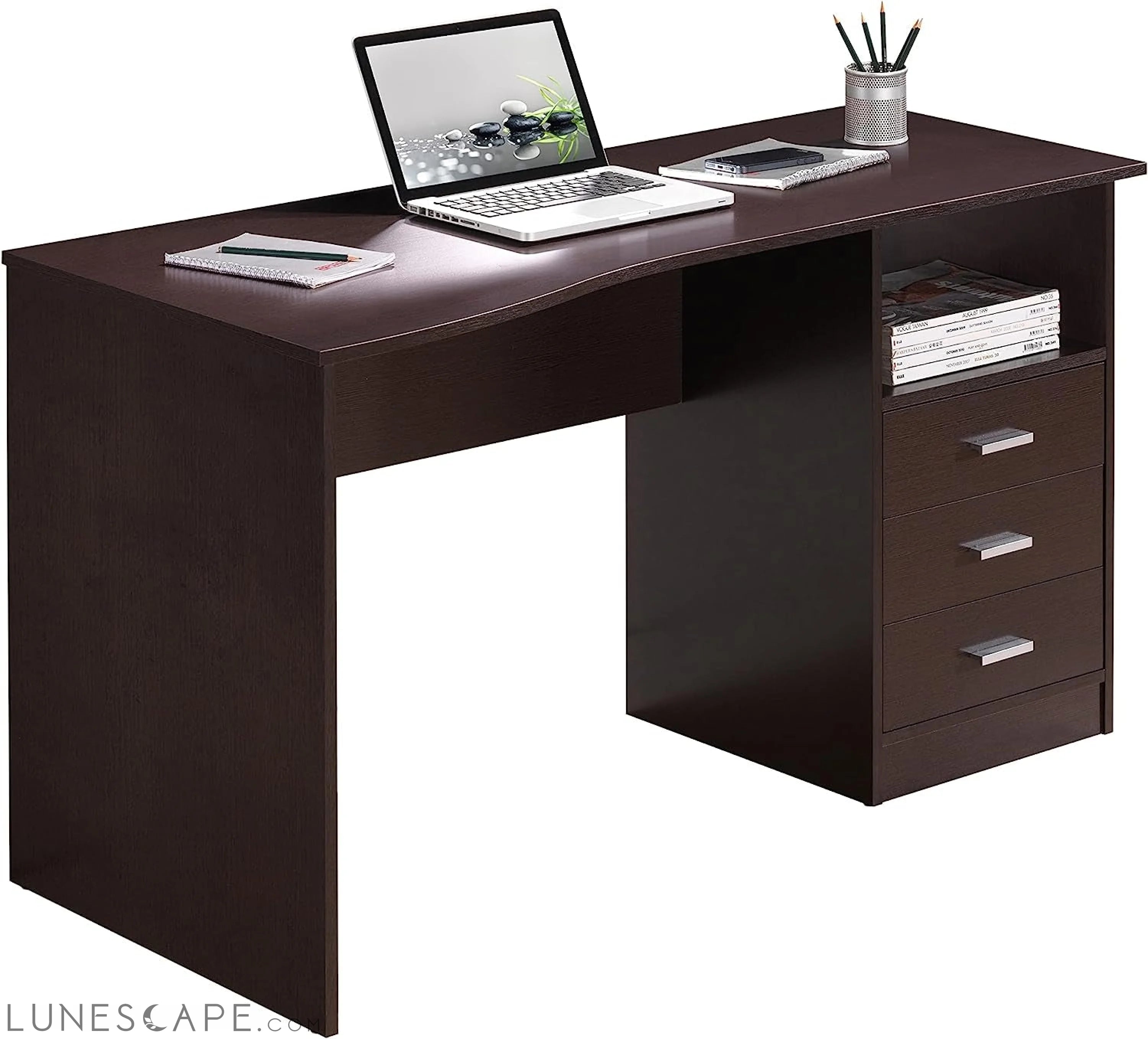 Classic Computer Desk with Multiple Drawers, 29.5" X 23.6" X 51.2", LUNESCAPE