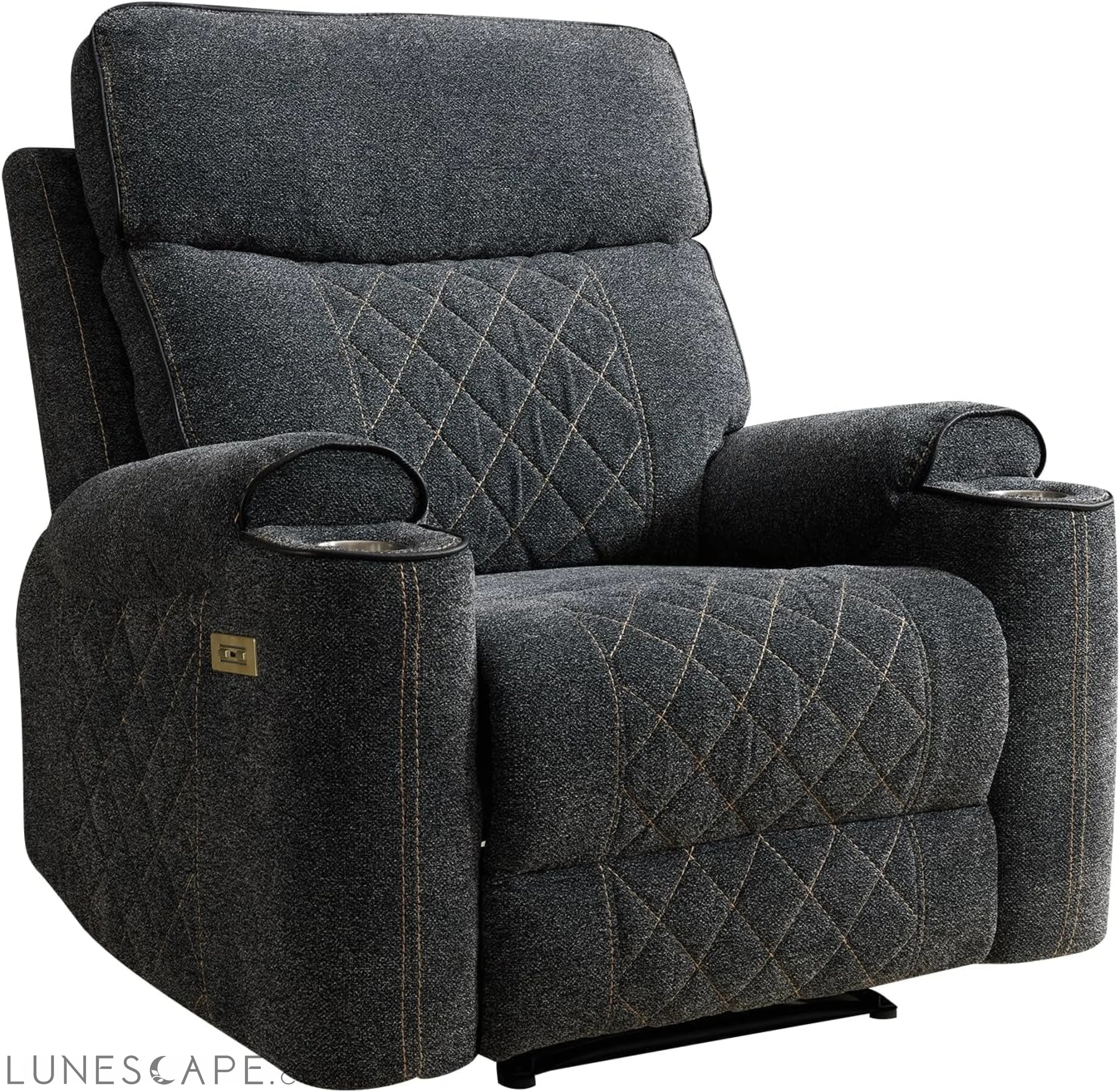 Classic Power Recliner Sofa with Cup Holders and Double Layer Backrest LUNESCAPE