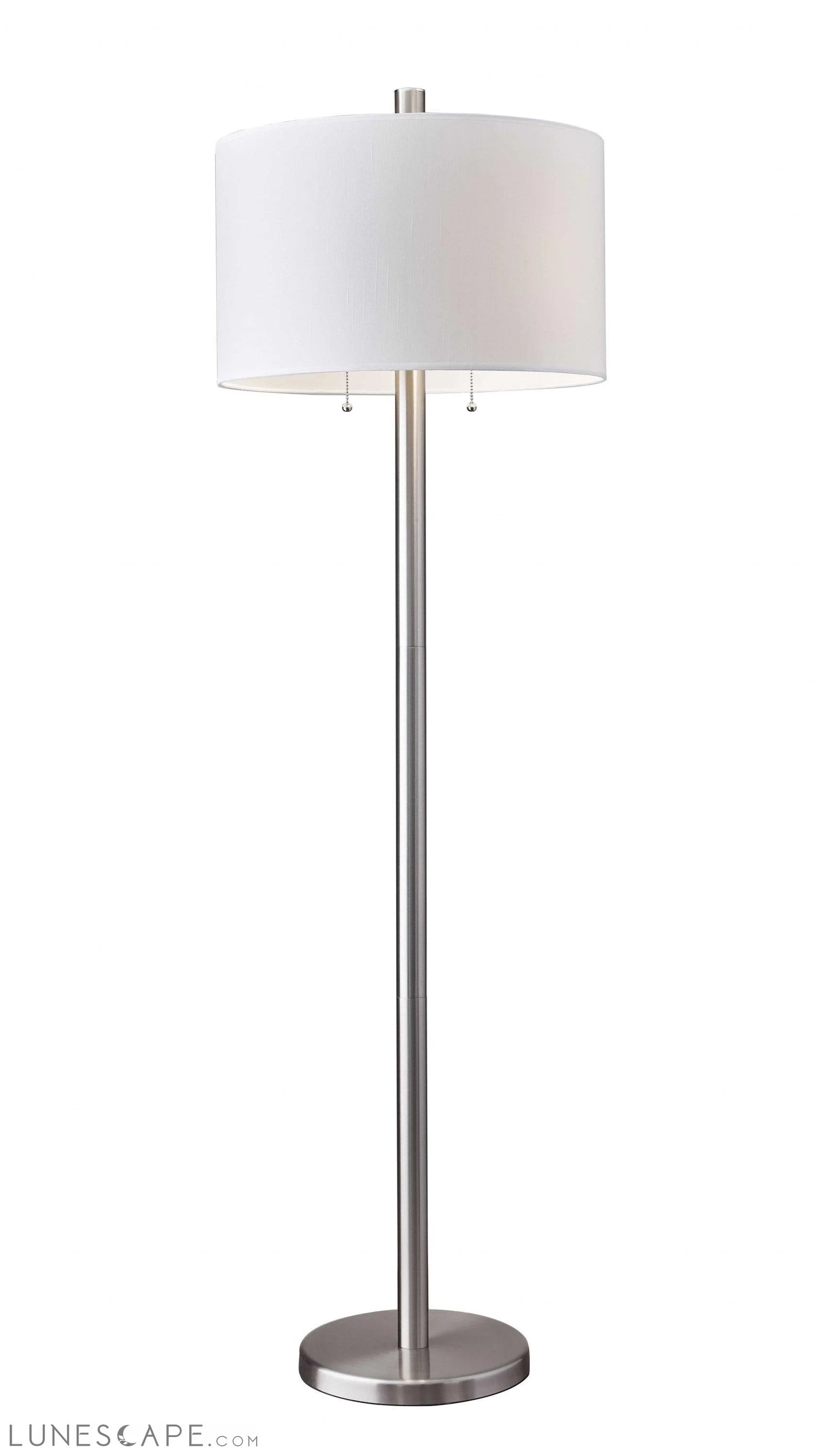 Classic Steel with Double Bulb and White Shade Floor Lamp LUNESCAPE