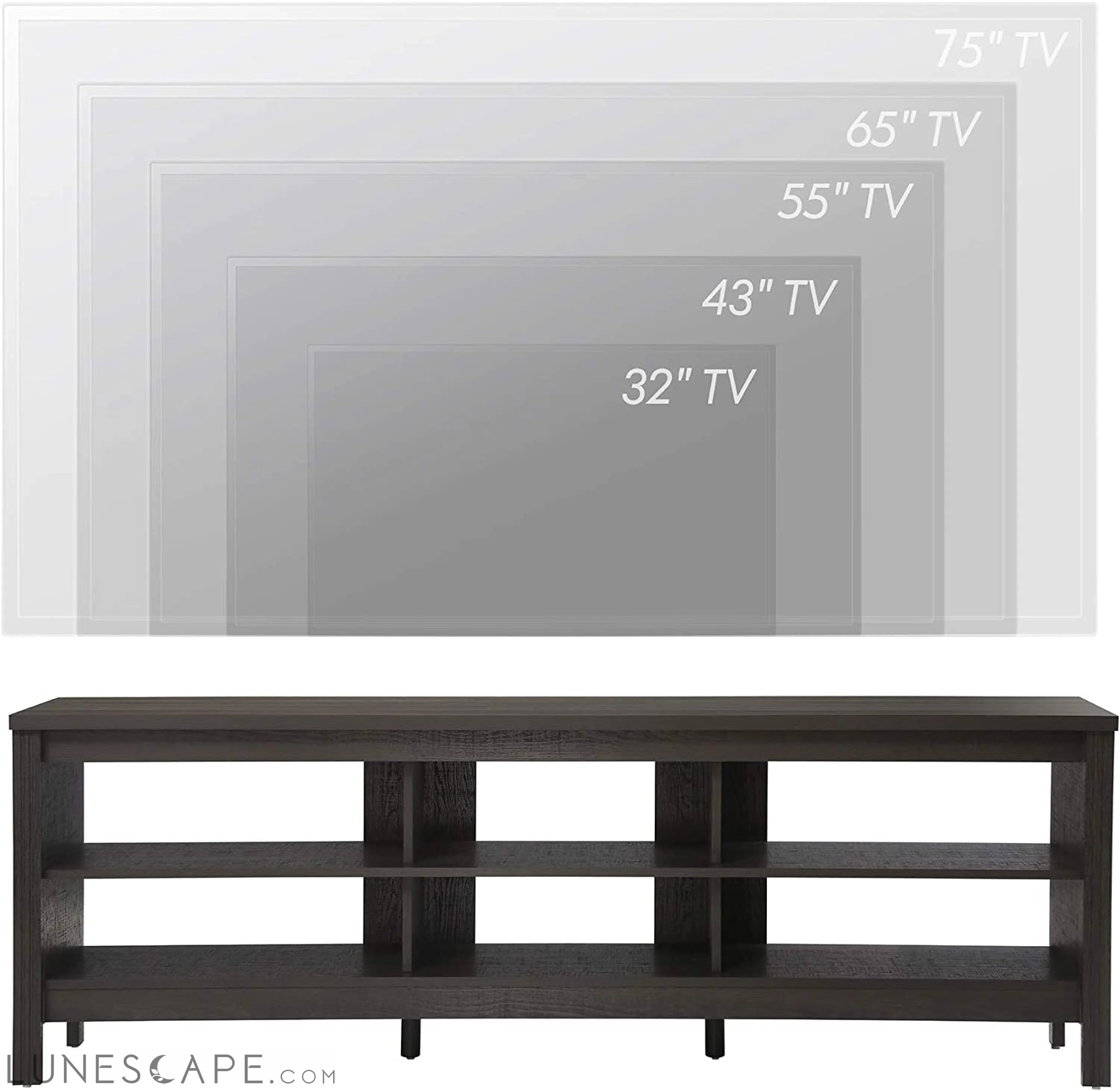 Classic TV Stand for 75+ Inch TV, Wood Entertainment Center, TV LUNESCAPE