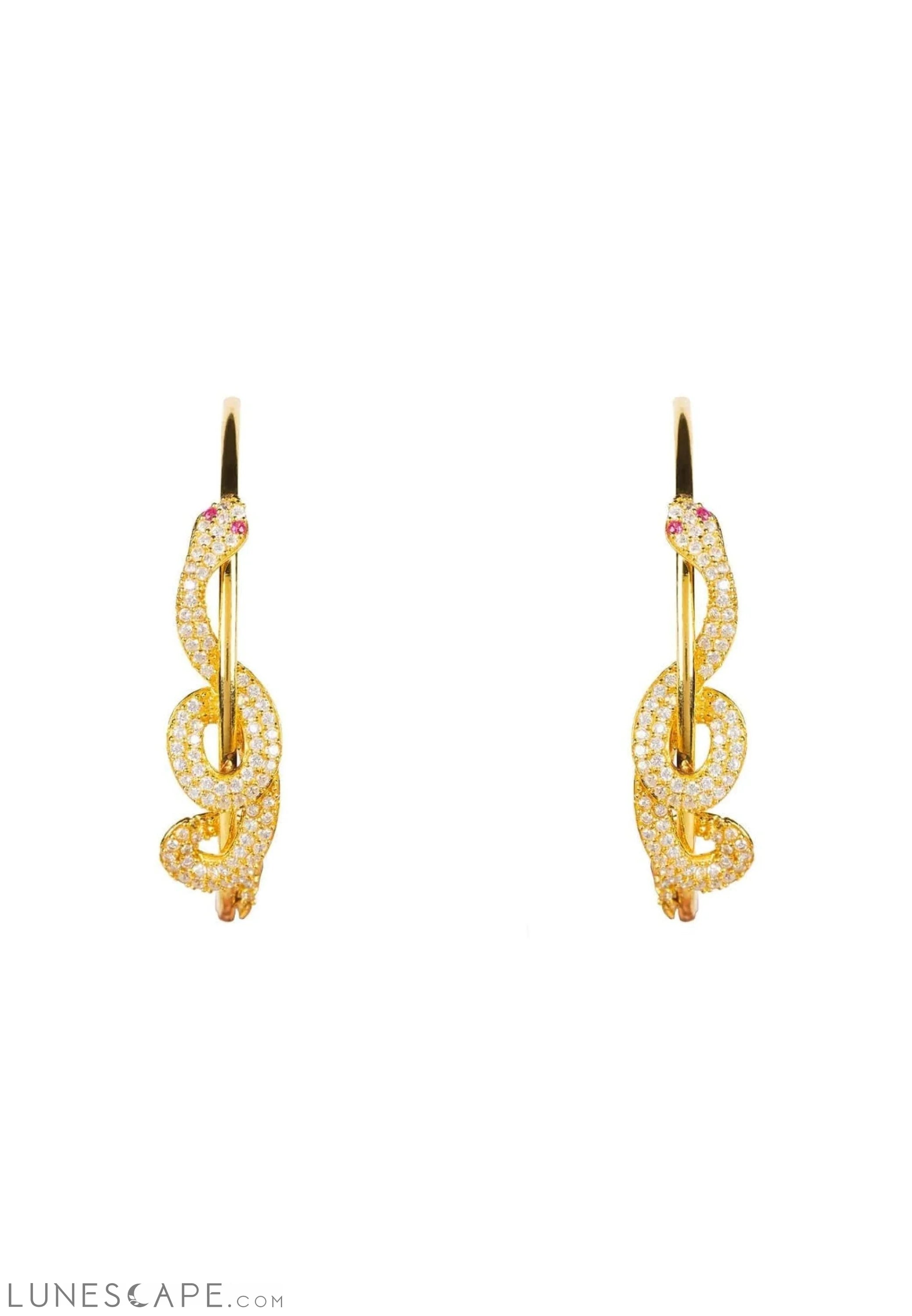 Cleopatra Serpent Snake Hoop Earrings Gold LUNESCAPE
