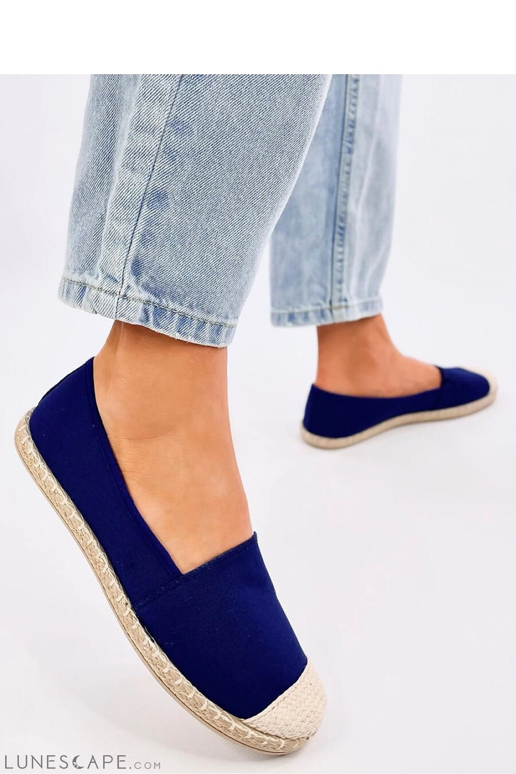 Cobalt Blue Canvas Espadrilles with Ivory Jute Cap Toe LUNESCAPE