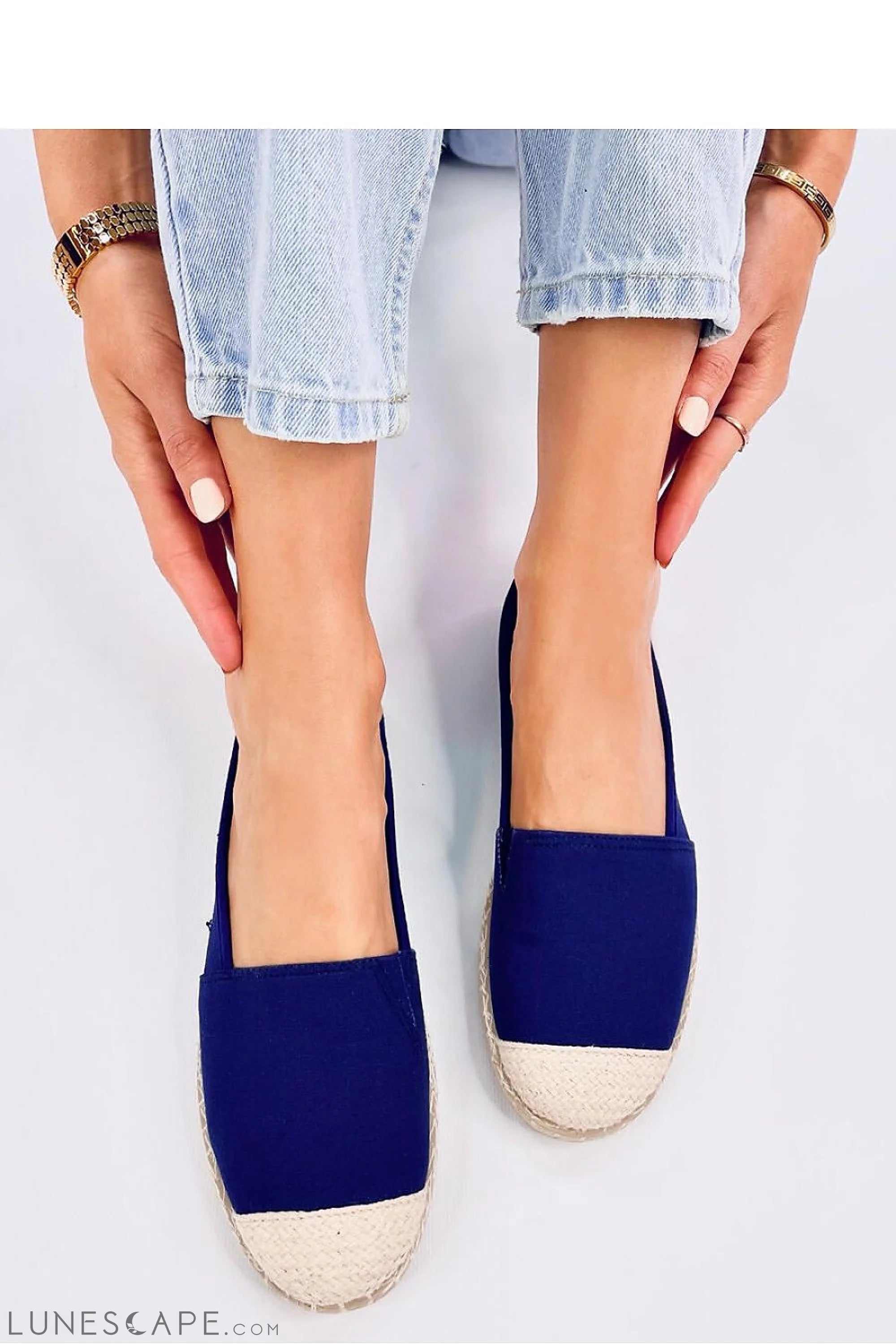 Cobalt Blue Canvas Espadrilles with Ivory Jute Cap Toe LUNESCAPE