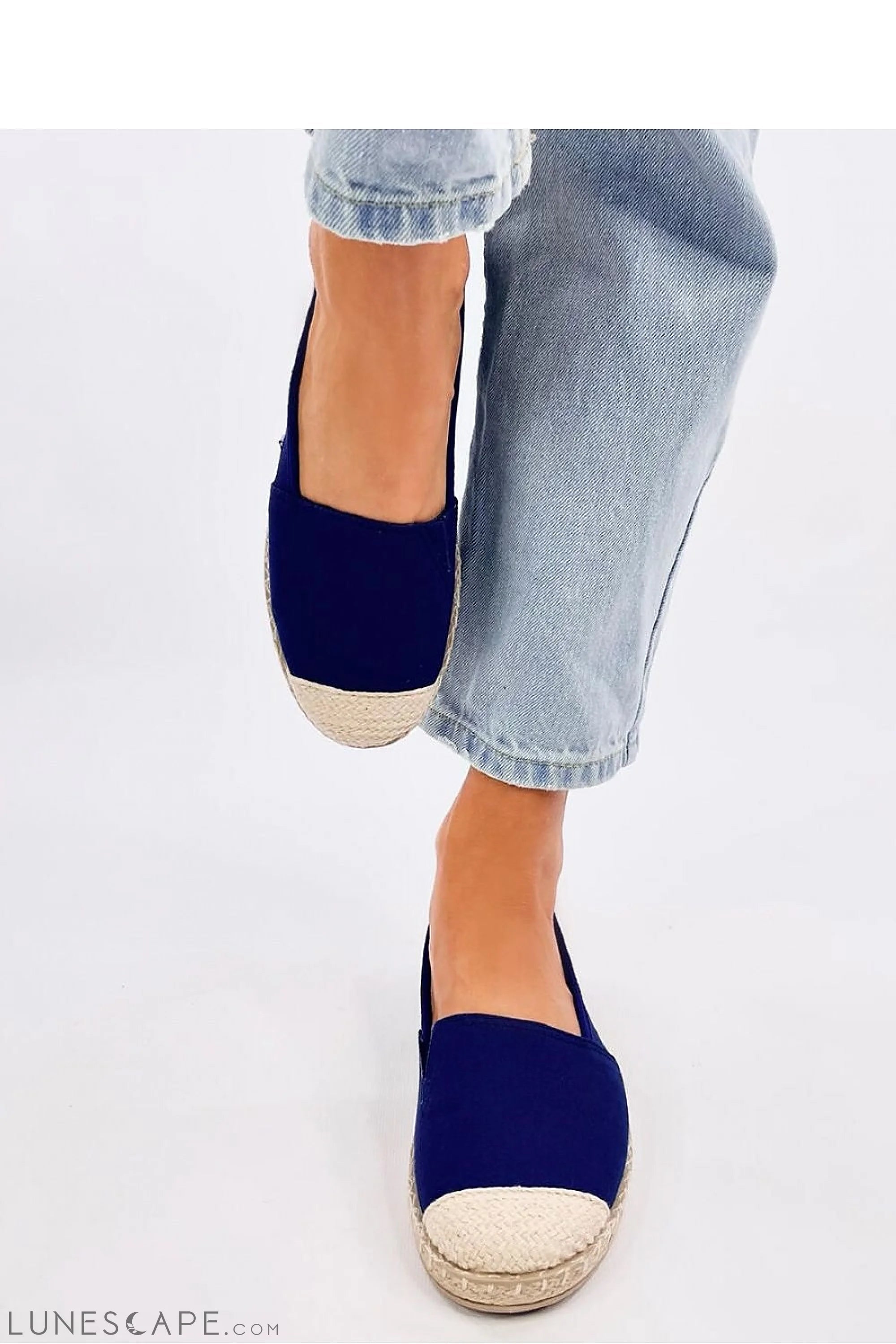 Cobalt Blue Canvas Espadrilles with Ivory Jute Cap Toe LUNESCAPE