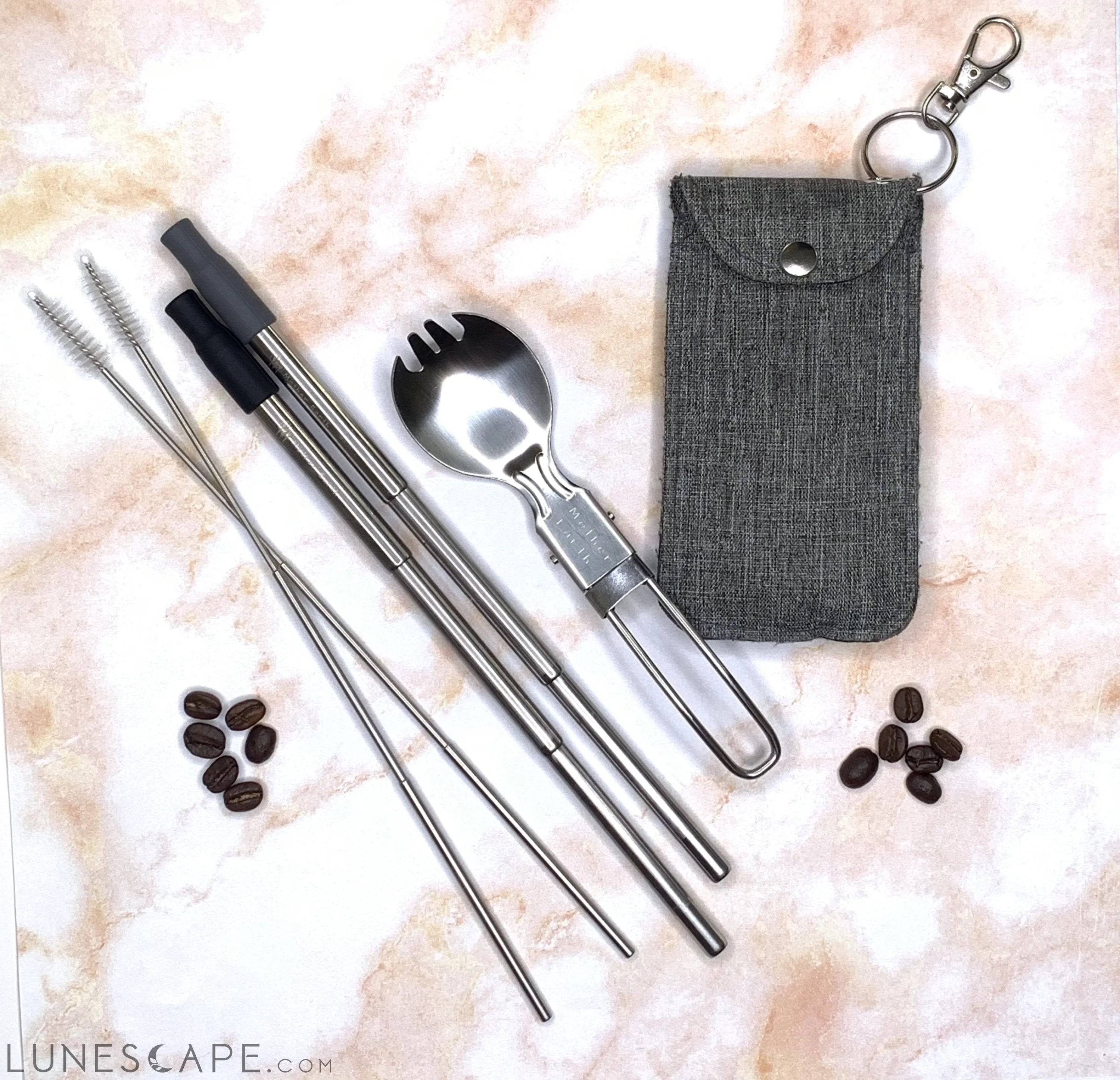 Collapsible Straw and Foldable Spork KIT LUNESCAPE