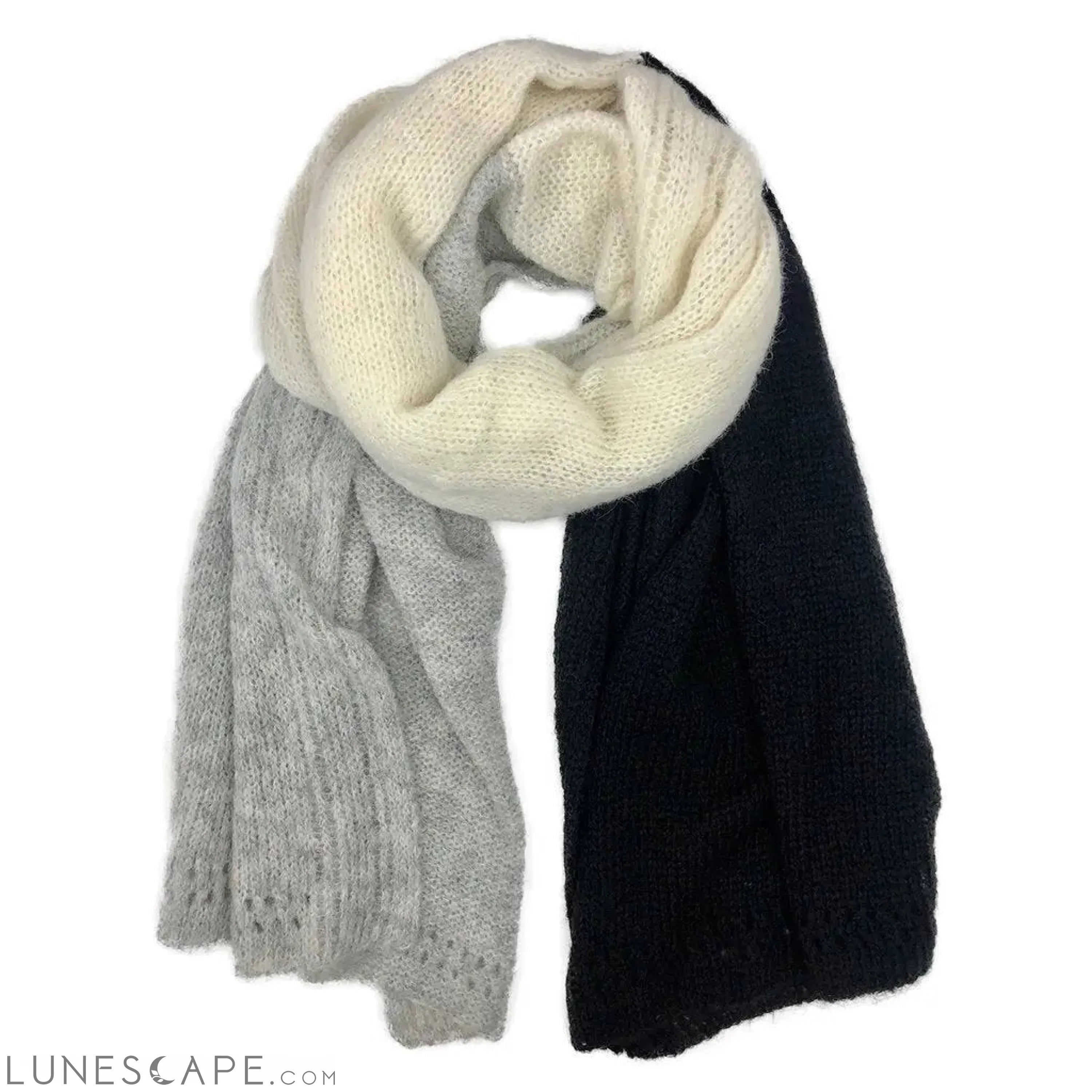 Color Block Alpaca Wrap Scarf LUNESCAPE