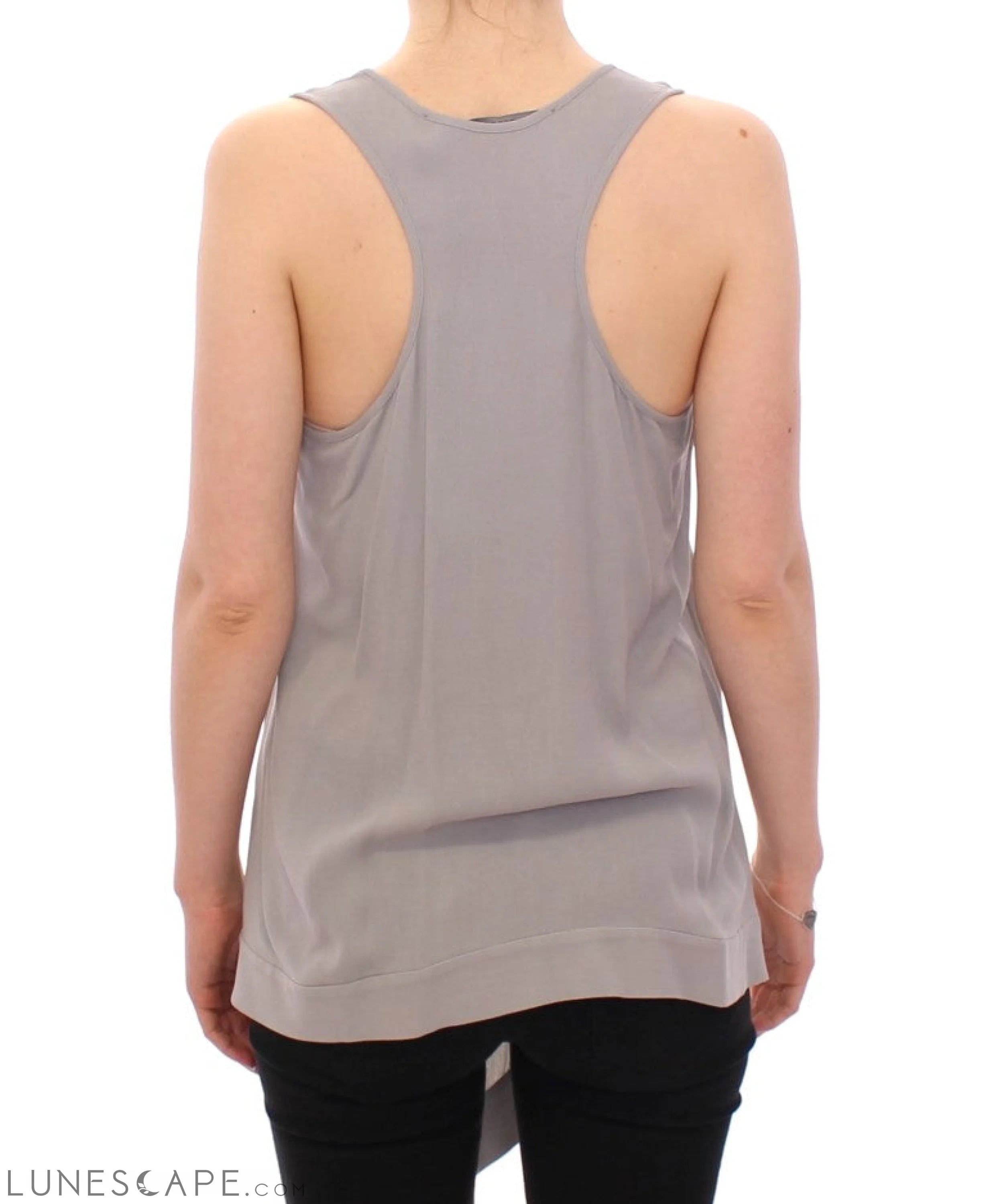 Comeforbreakfast Elegant Gray Viscose Top – Timeless Style LUNESCAPE