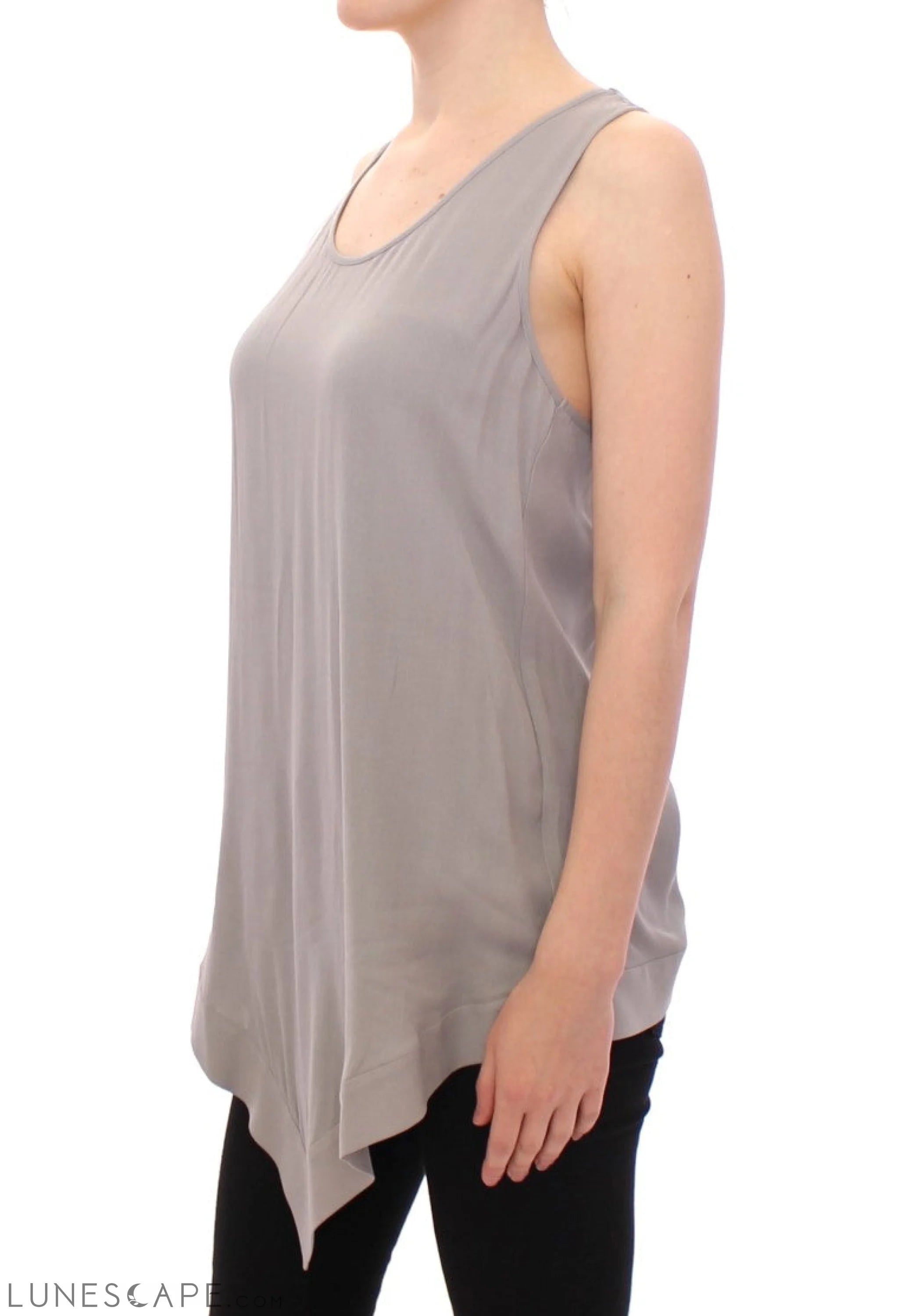 Comeforbreakfast Elegant Gray Viscose Top – Timeless Style LUNESCAPE