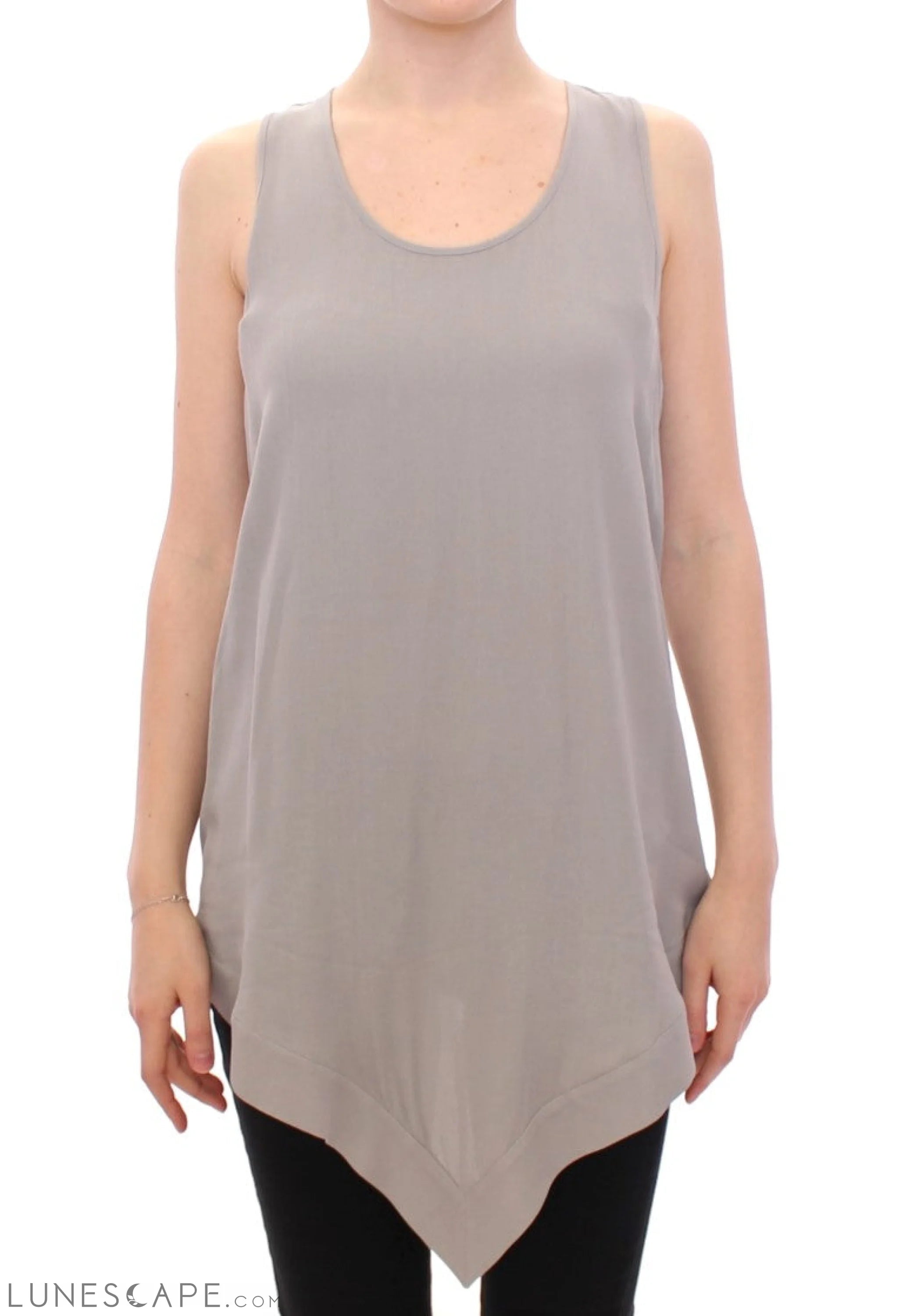 Comeforbreakfast Elegant Gray Viscose Top – Timeless Style LUNESCAPE