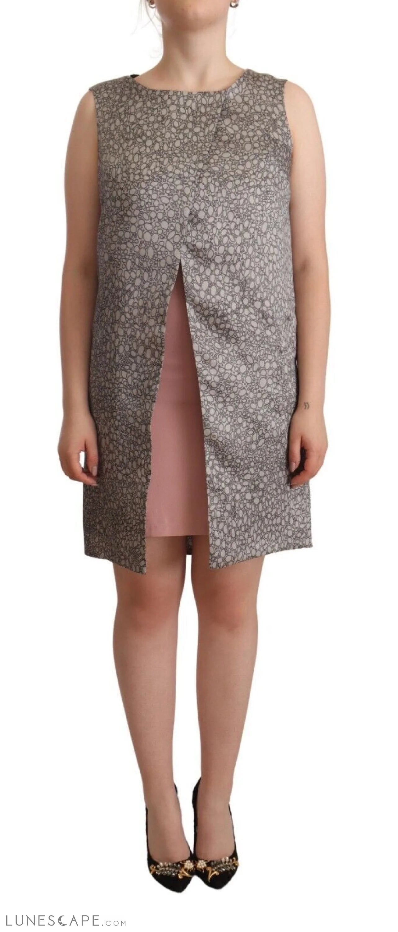 Comeforbreakfast Elegant Silk Shift Dress in Sophisticated Gray LUNESCAPE