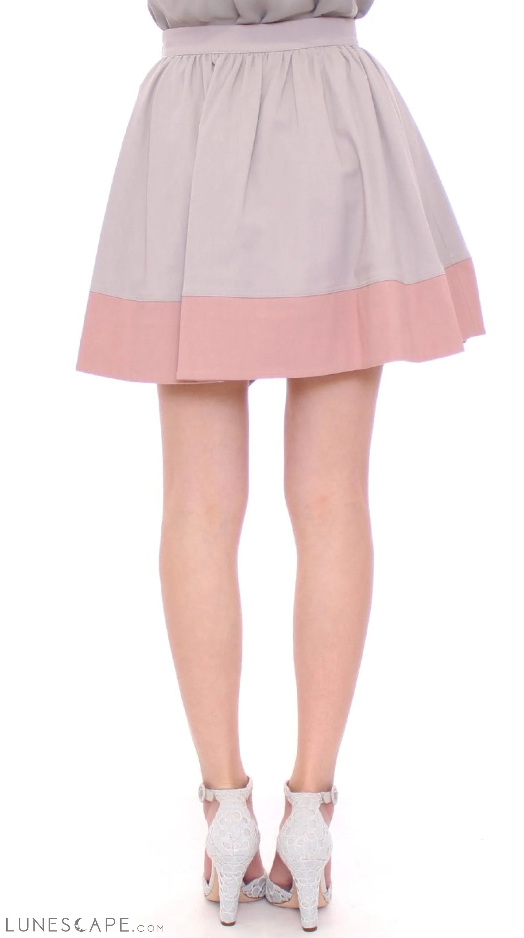 Comeforbreakfast Sleek Pleated Mini Skirt in Pink and Gray LUNESCAPE