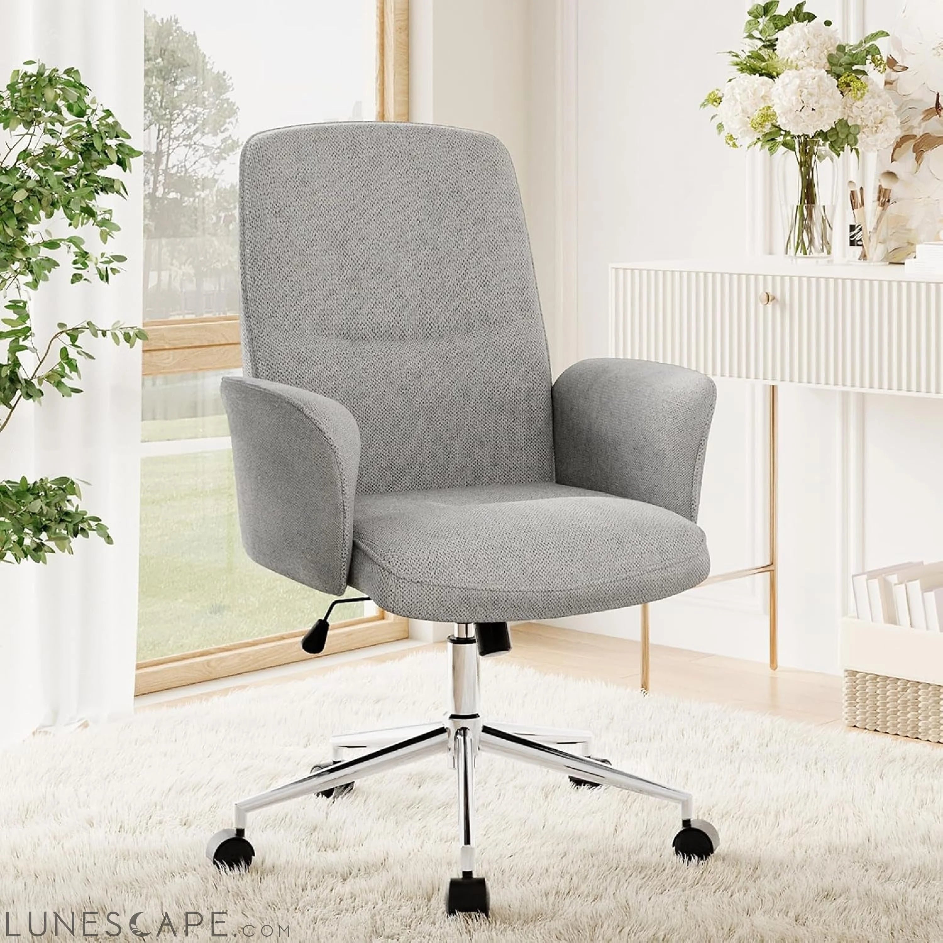 Comfy Office Desk Chair, Upholstered Fabric Computer Desk Chair, Criss LUNESCAPE