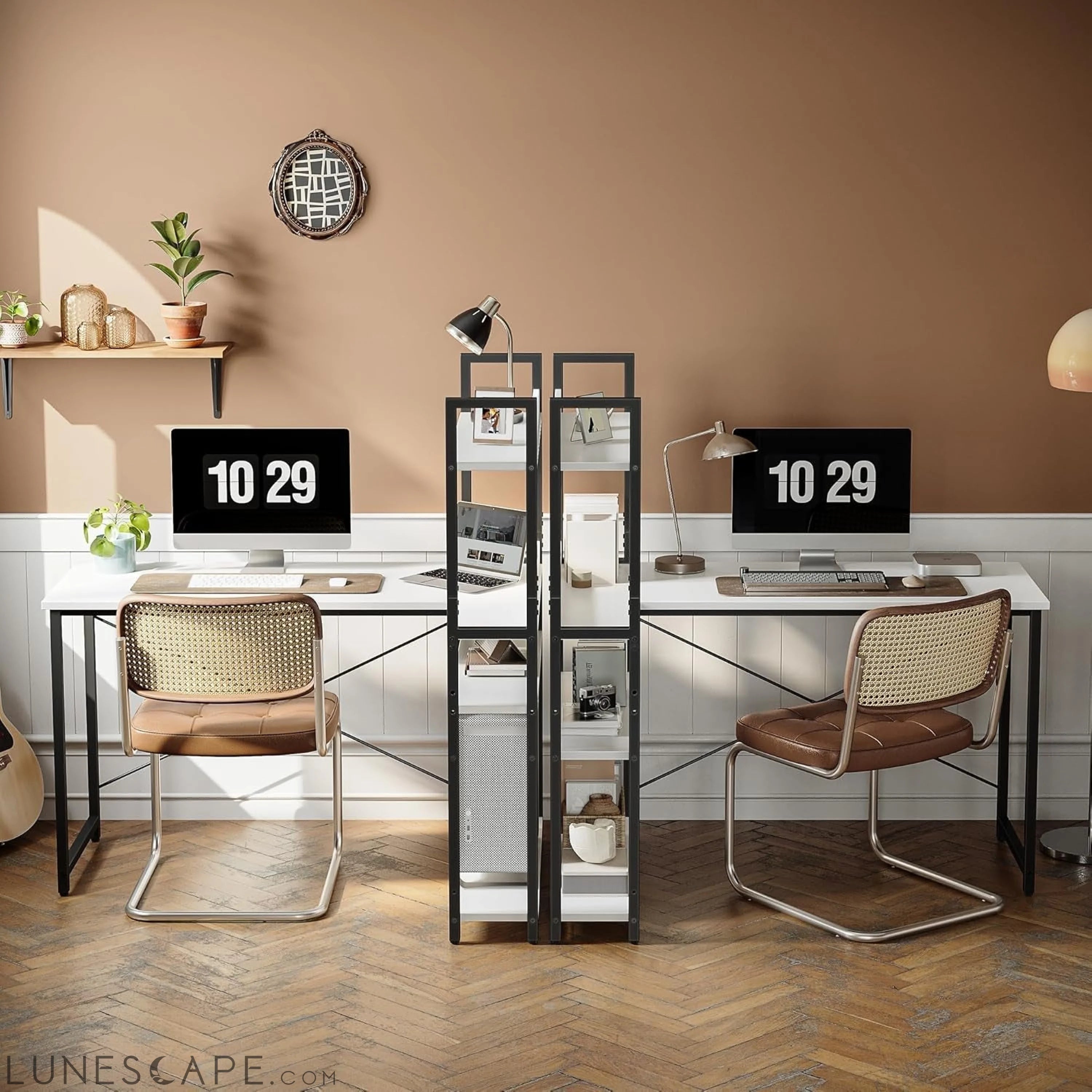 Computer Corner Desk with Storage Shelves, 47 Inch Reversible Small L LUNESCAPE
