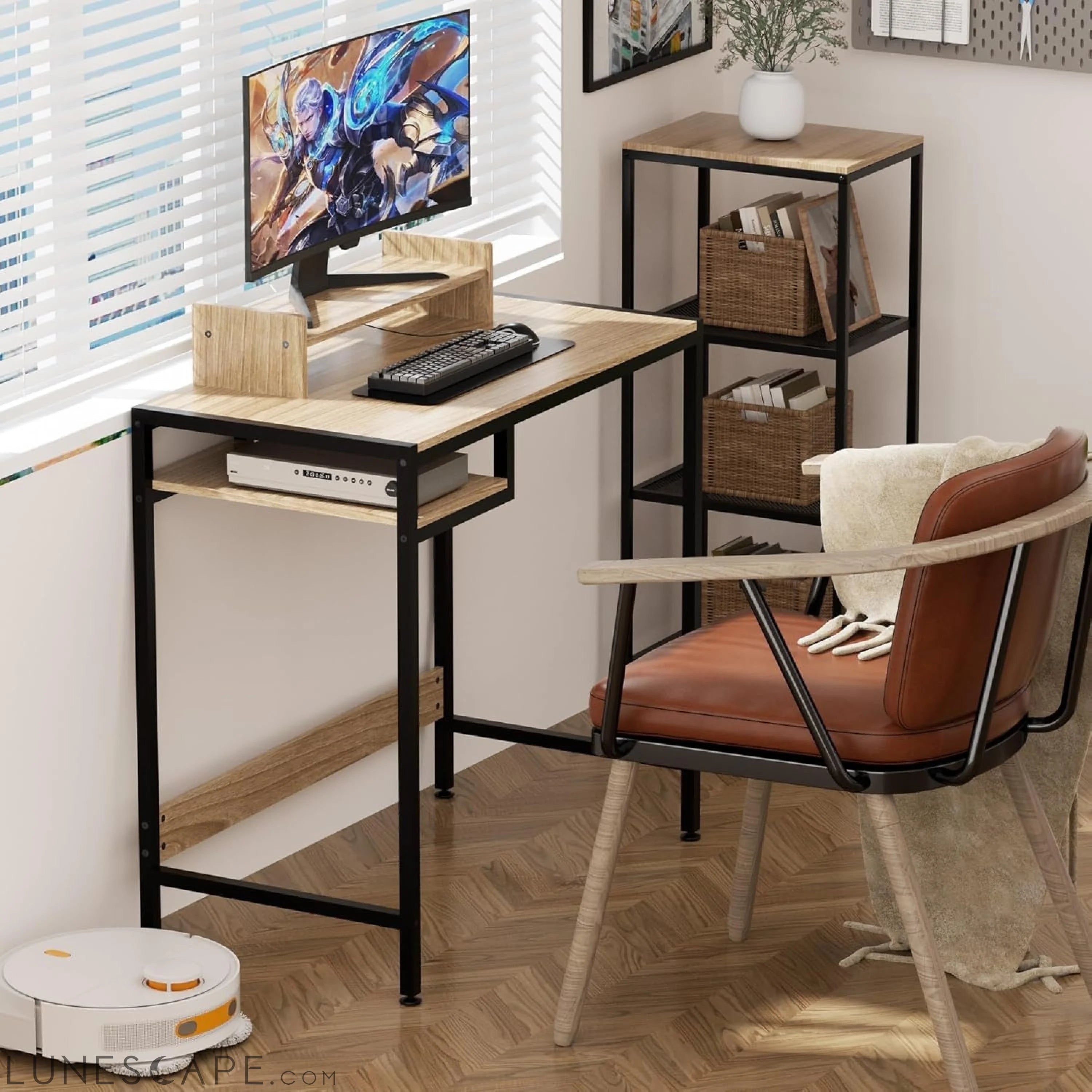 Computer Desk - 32 Inch Home Office Desk with Storage, Gaming Desk LUNESCAPE