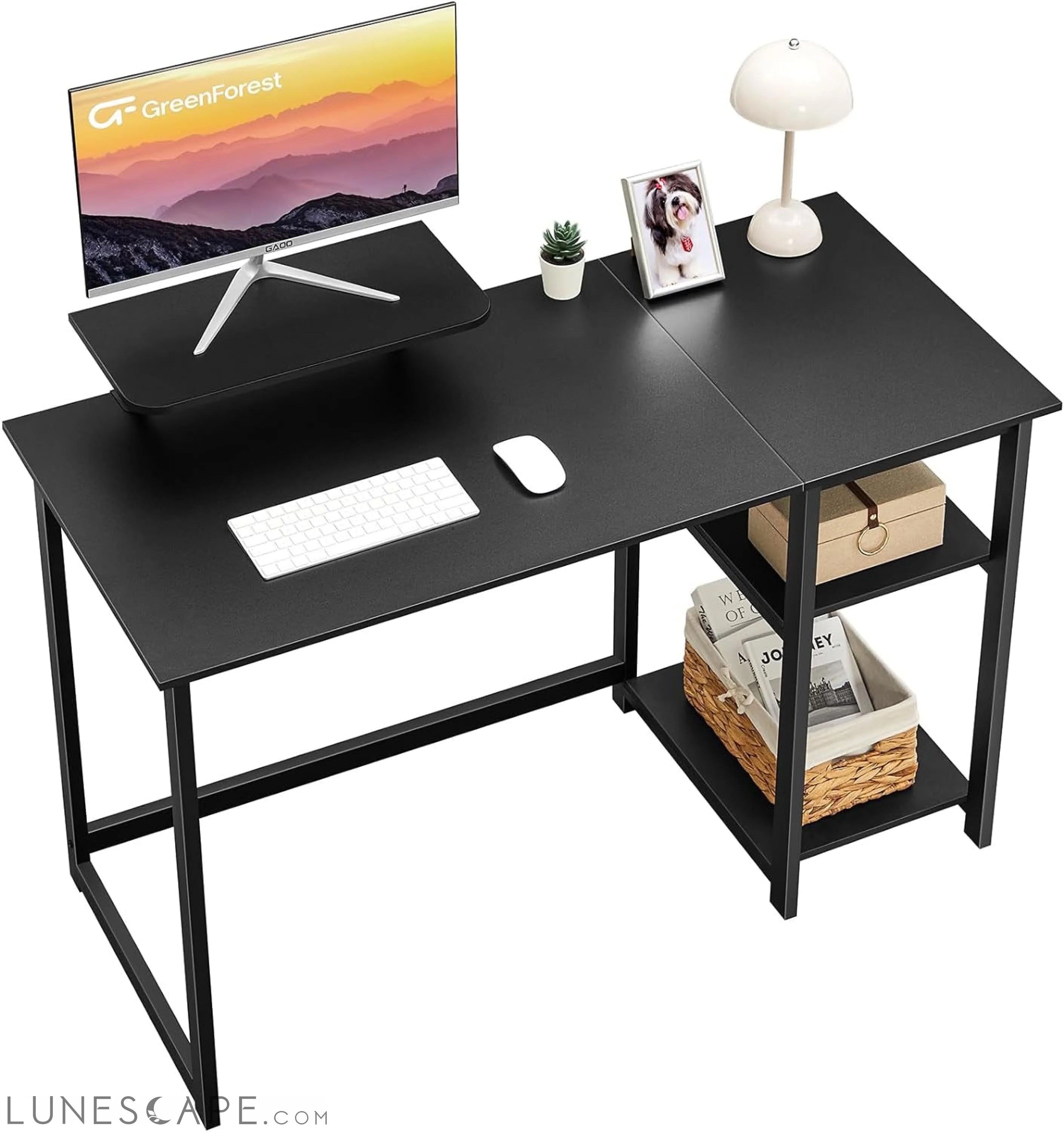Computer Desk 39 Inch with Monitor Stand, Office Desk with Adjustable LUNESCAPE