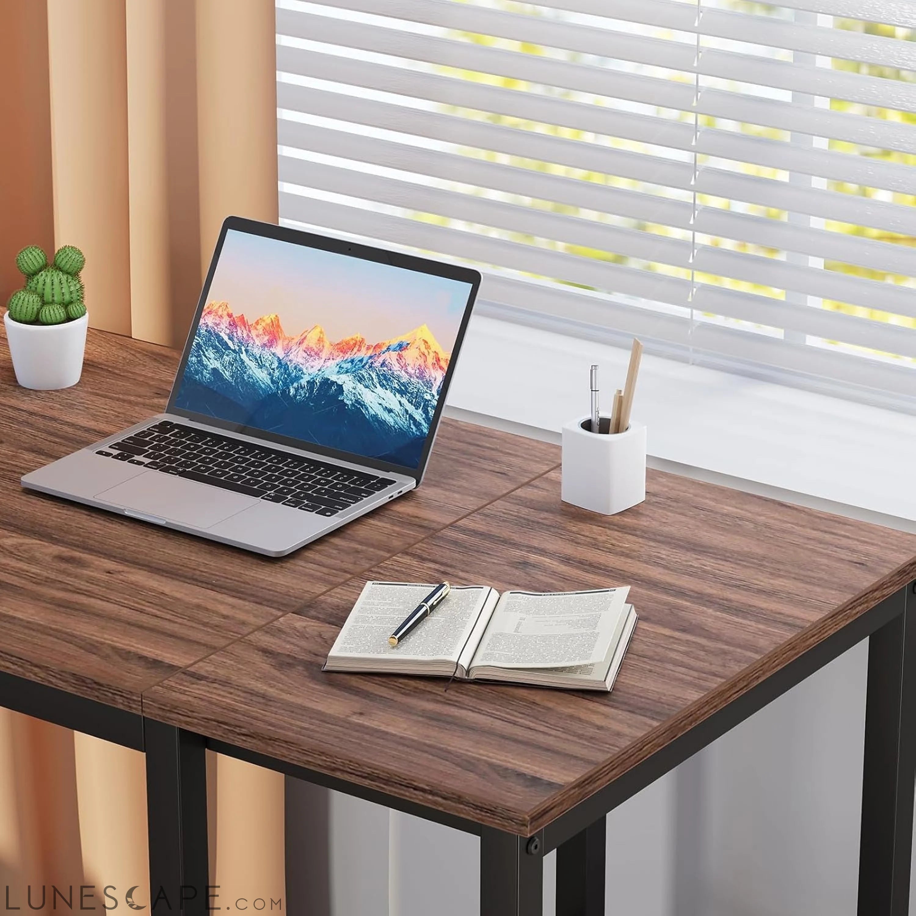 Computer Desk 40 Inch with 2 Shelves, Sturdy Home Office Desk with LUNESCAPE