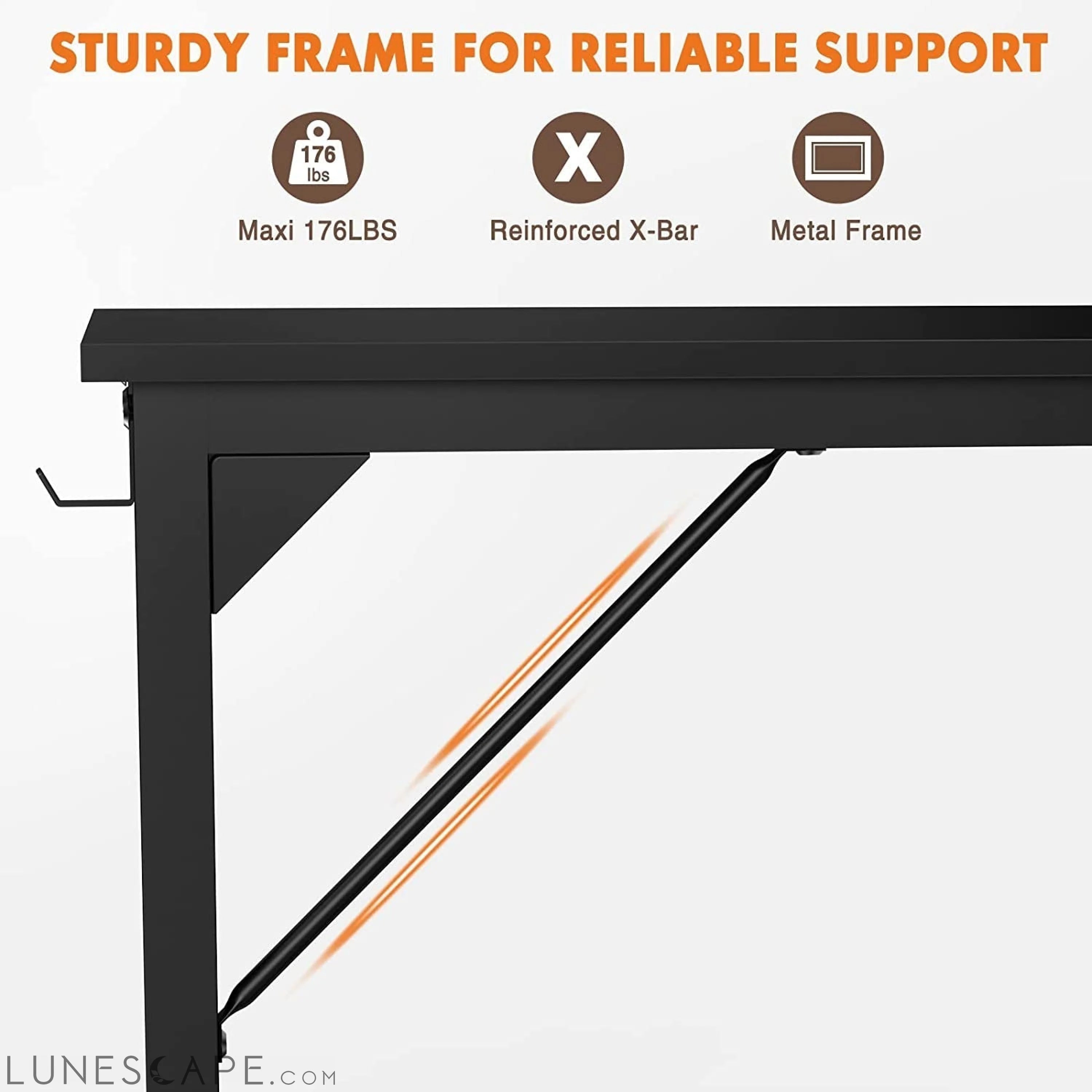 Computer Desk 47 Inch, Modern Simple Style, Storage Bag LUNESCAPE