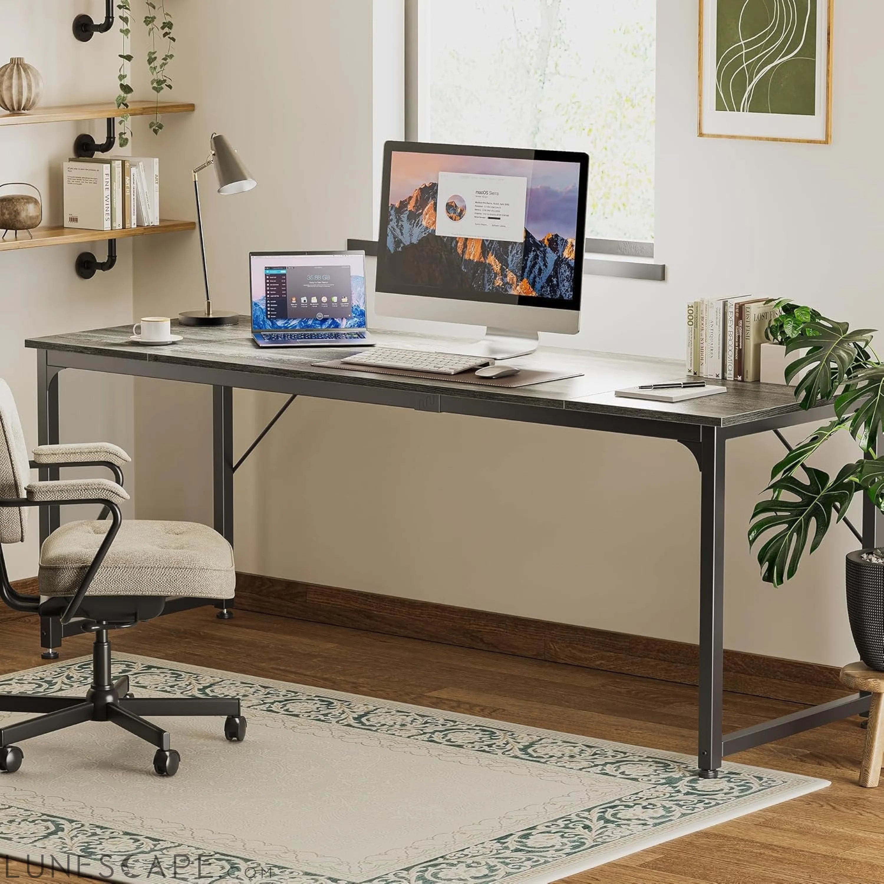 Computer Desk, 80 Inch Office Desk, Gaming Desk with Storage, Writing LUNESCAPE