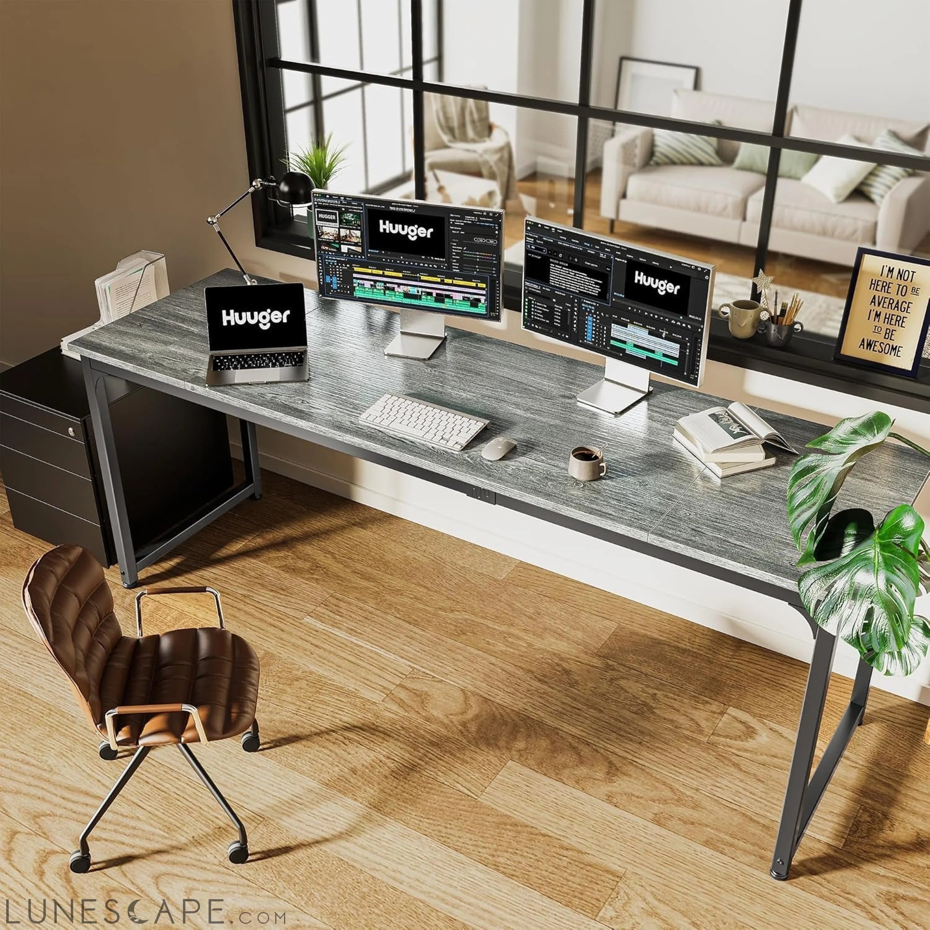 Computer Desk, 80 Inch Office Desk, Gaming Desk with Storage, Writing LUNESCAPE