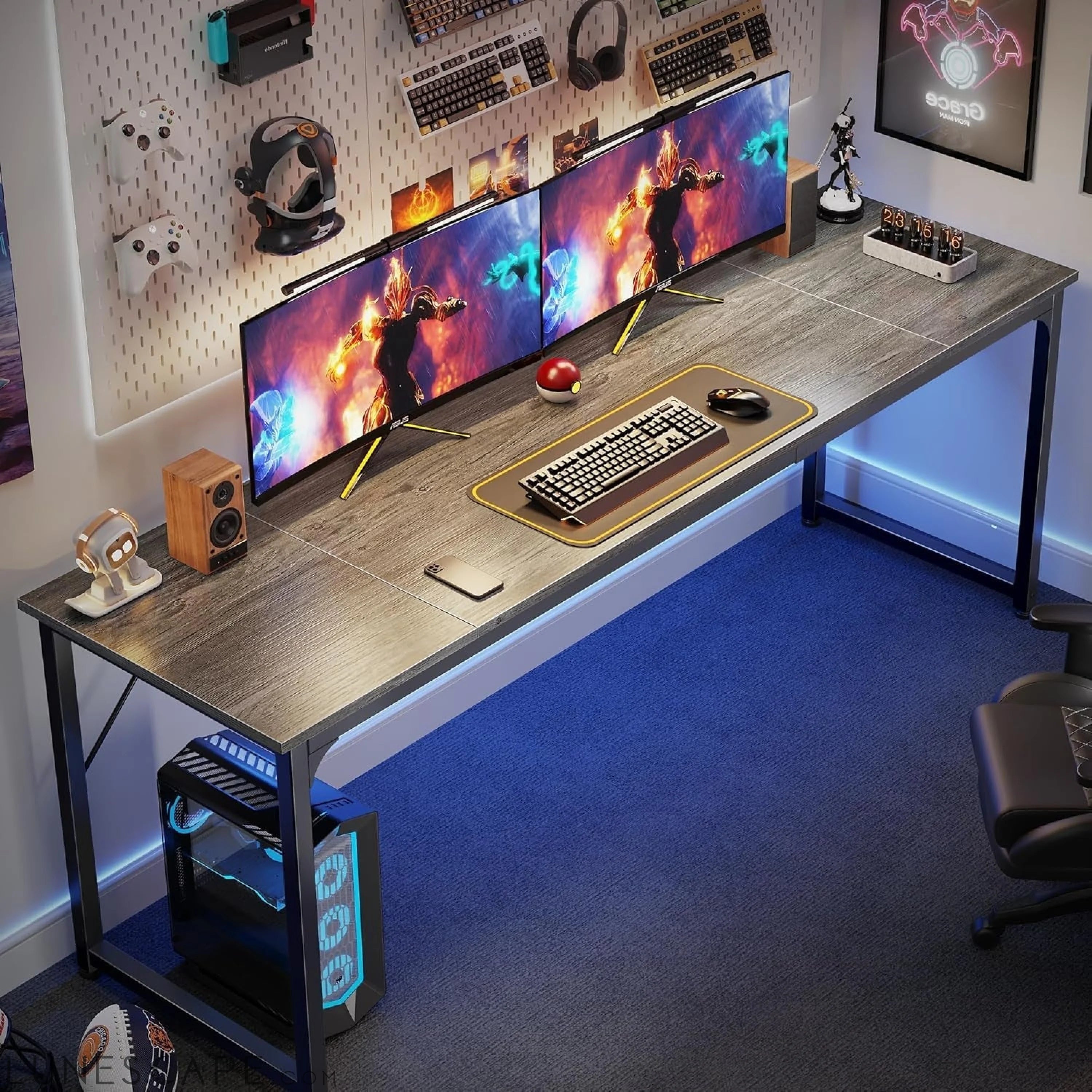 Computer Desk, 80 Inch Office Desk, Gaming Desk with Storage, Writing LUNESCAPE