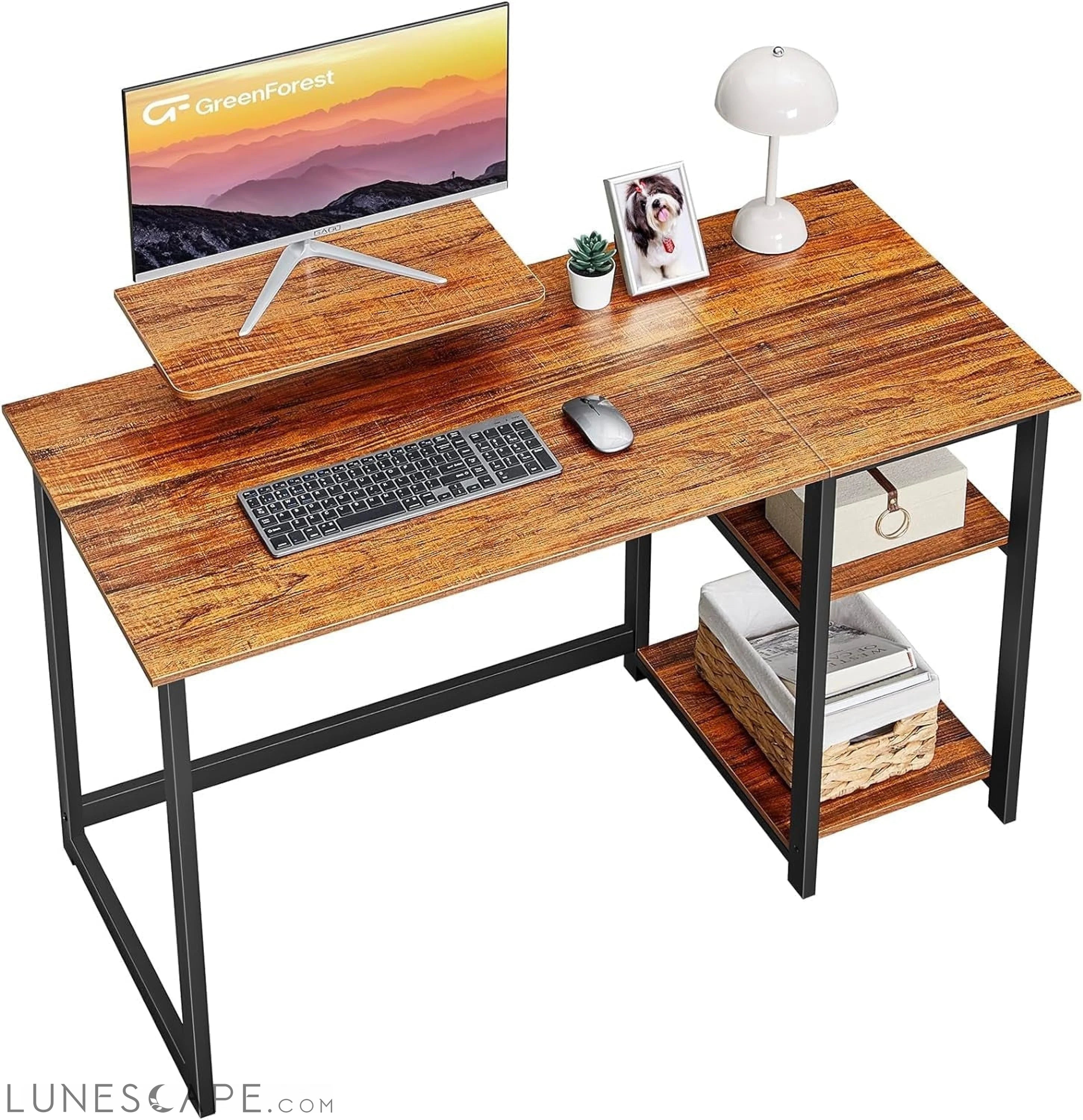 Computer Desk with Monitor Stand,39 Inch Small Desk with Reversible LUNESCAPE