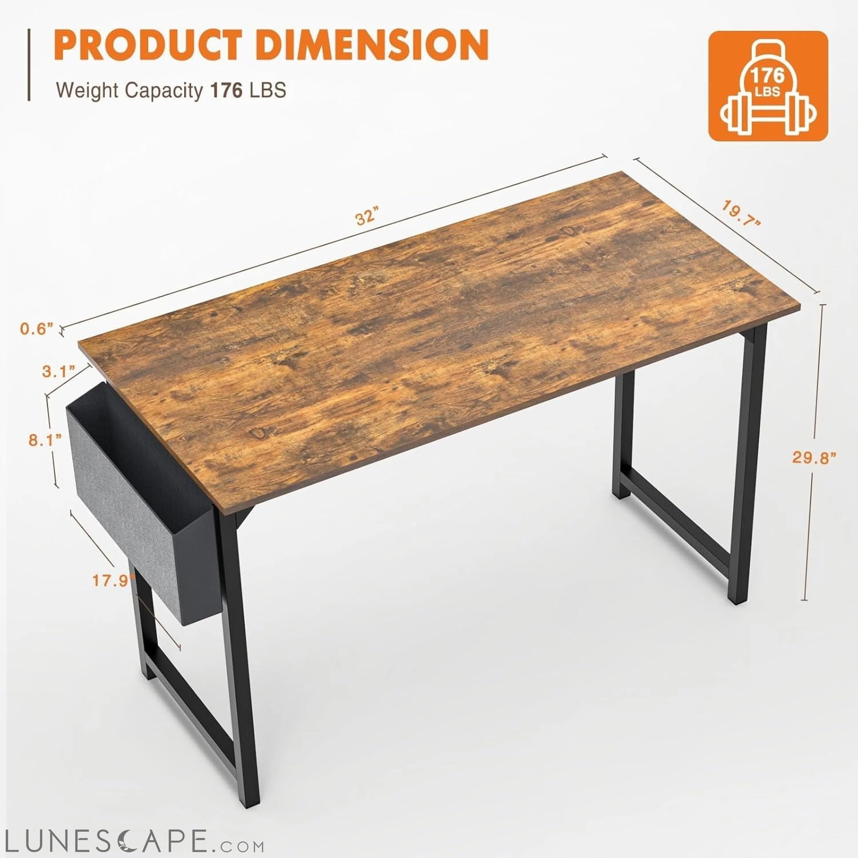 Computer Small Office Desk 32 Inch Student Kids Study Writing Work LUNESCAPE