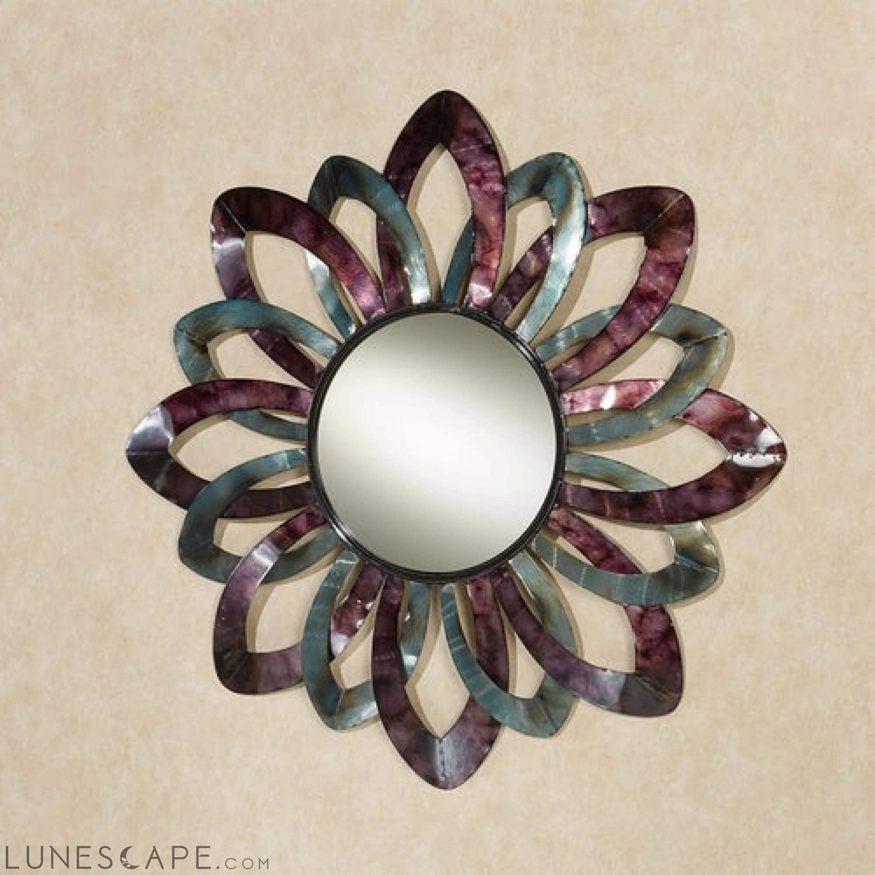 Contemporary Floral Blossom Wall Mirror with Openwork Petal Designs | LUNESCAPE