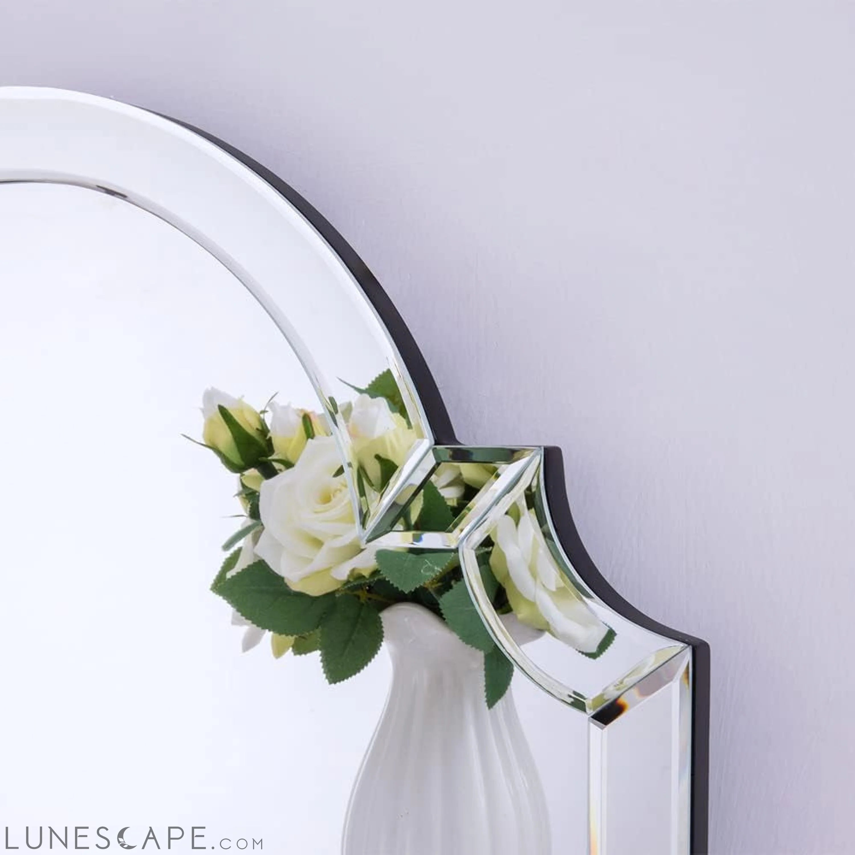 Contemporary Large Arched Wall Mirror, 33.5 X 21.6 with Glass Beveled LUNESCAPE