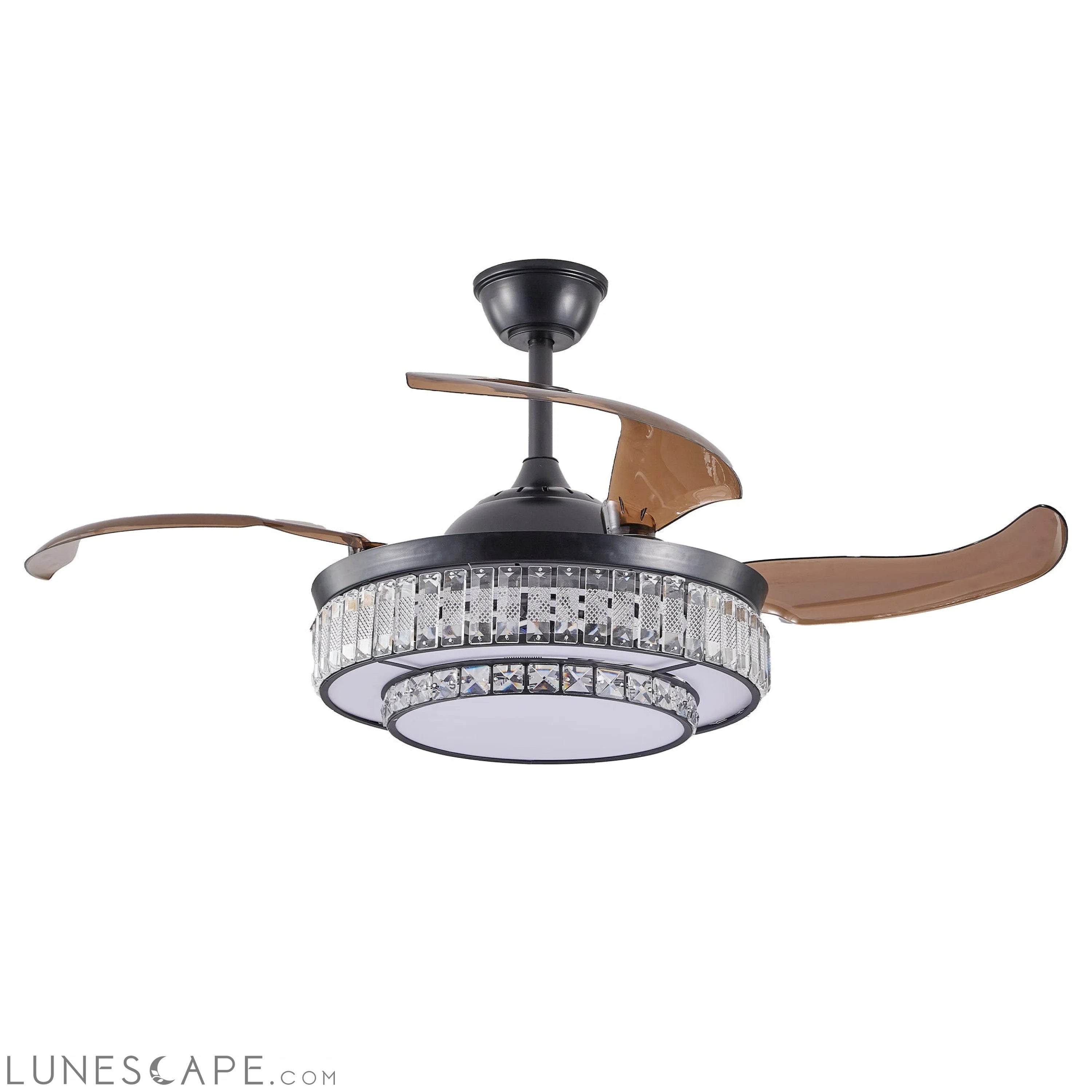 Contemporary LED Retractable Ceiling Fan with Light and Remote LUNESCAPE