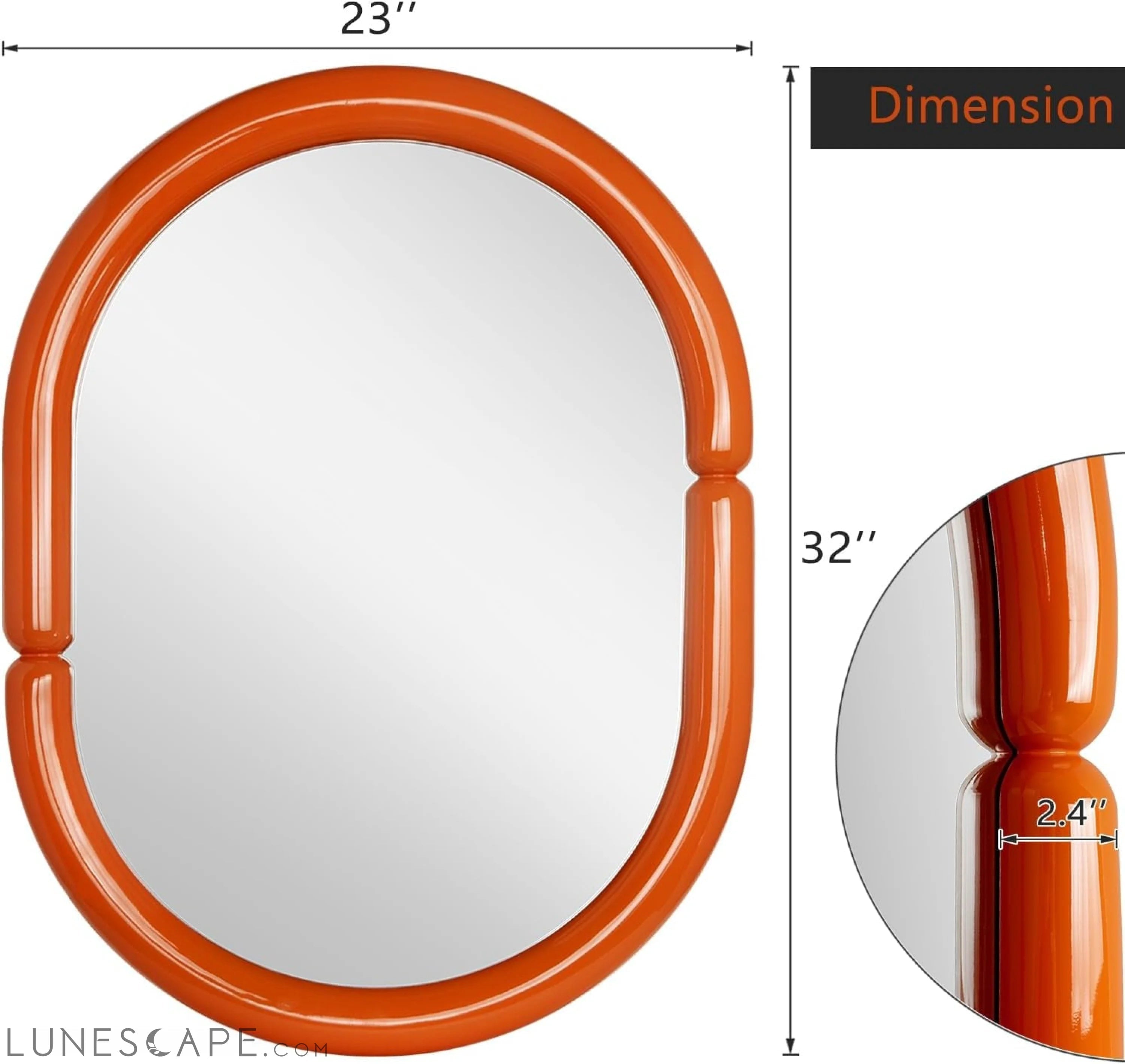 Contemporary Oval Wood Framed Wall Mirror - Elegant Wall Mounted LUNESCAPE