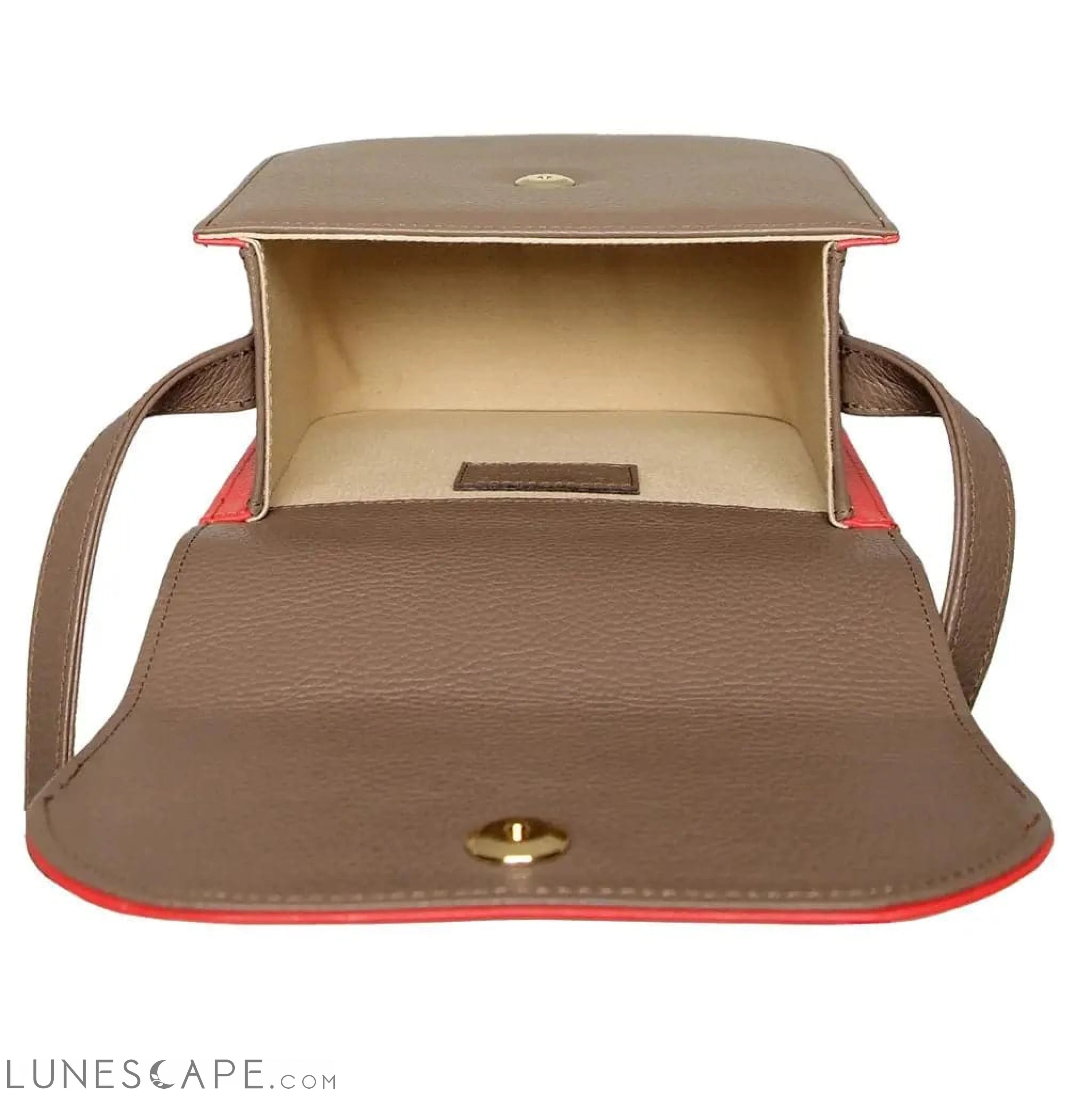 Convertible Shoulder Bag / Clutch (Taupe / Red) LUNESCAPE