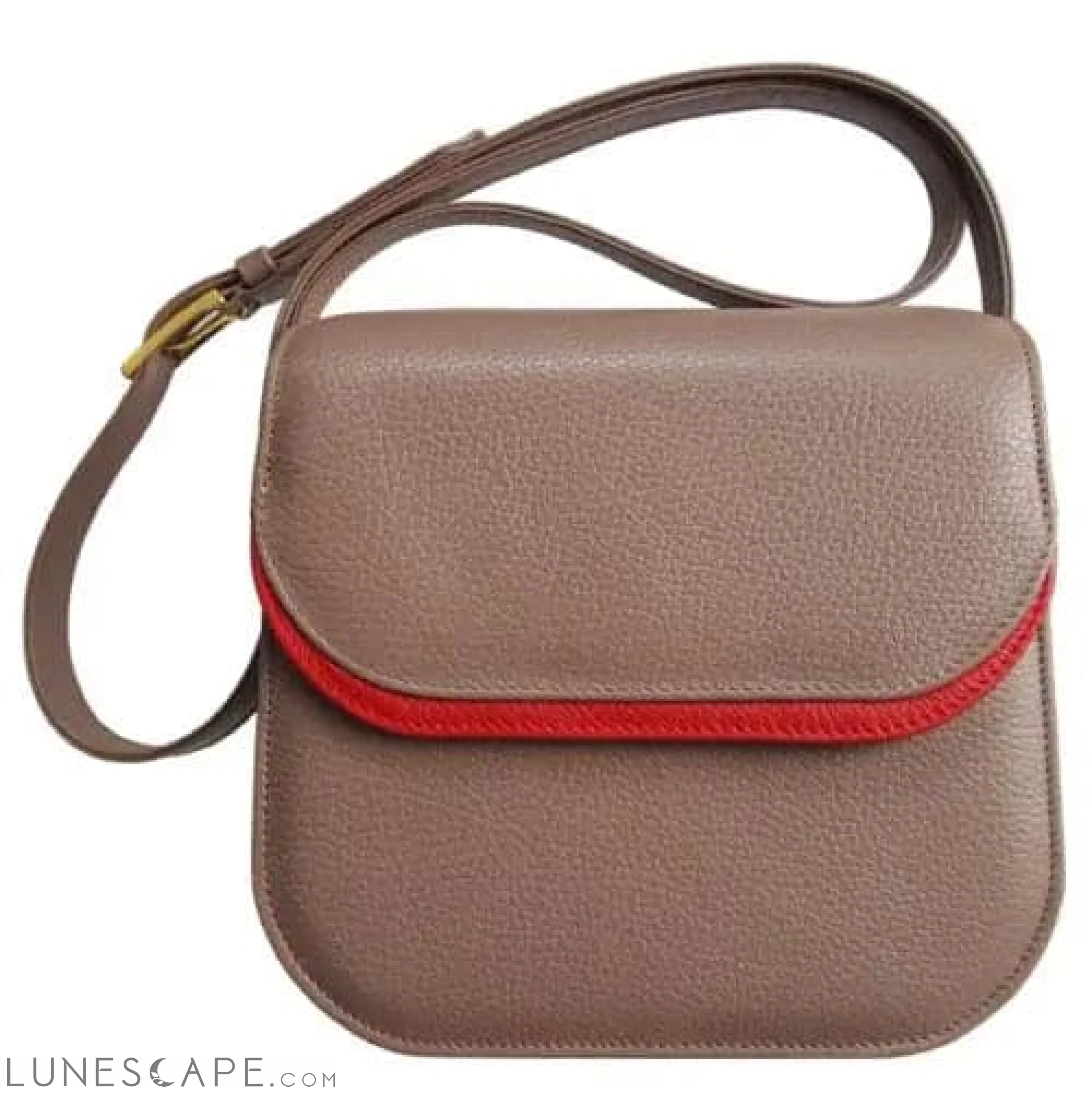 Convertible Shoulder Bag / Clutch (Taupe / Red) LUNESCAPE