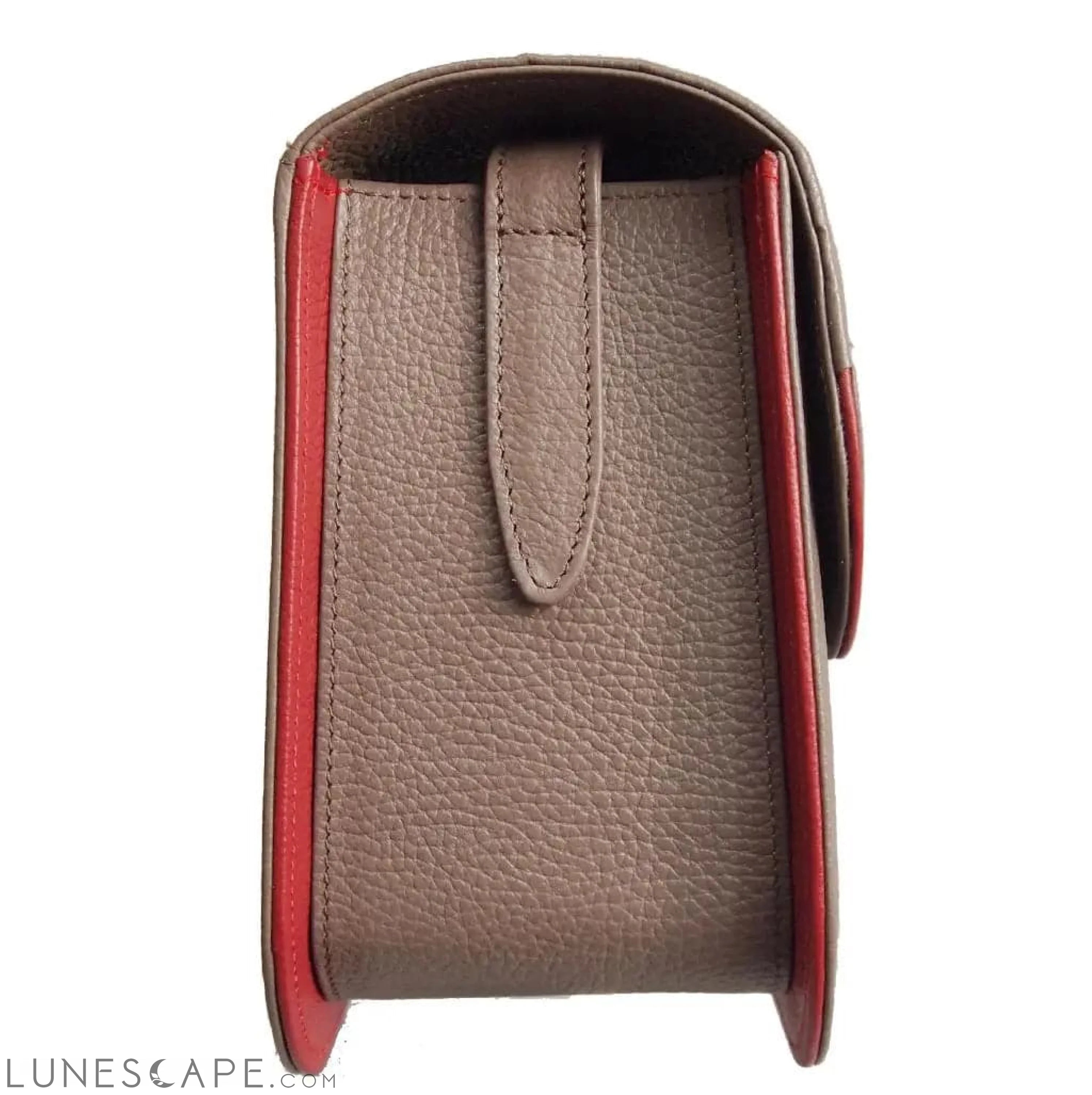 Convertible Shoulder Bag / Clutch (Taupe / Red) LUNESCAPE