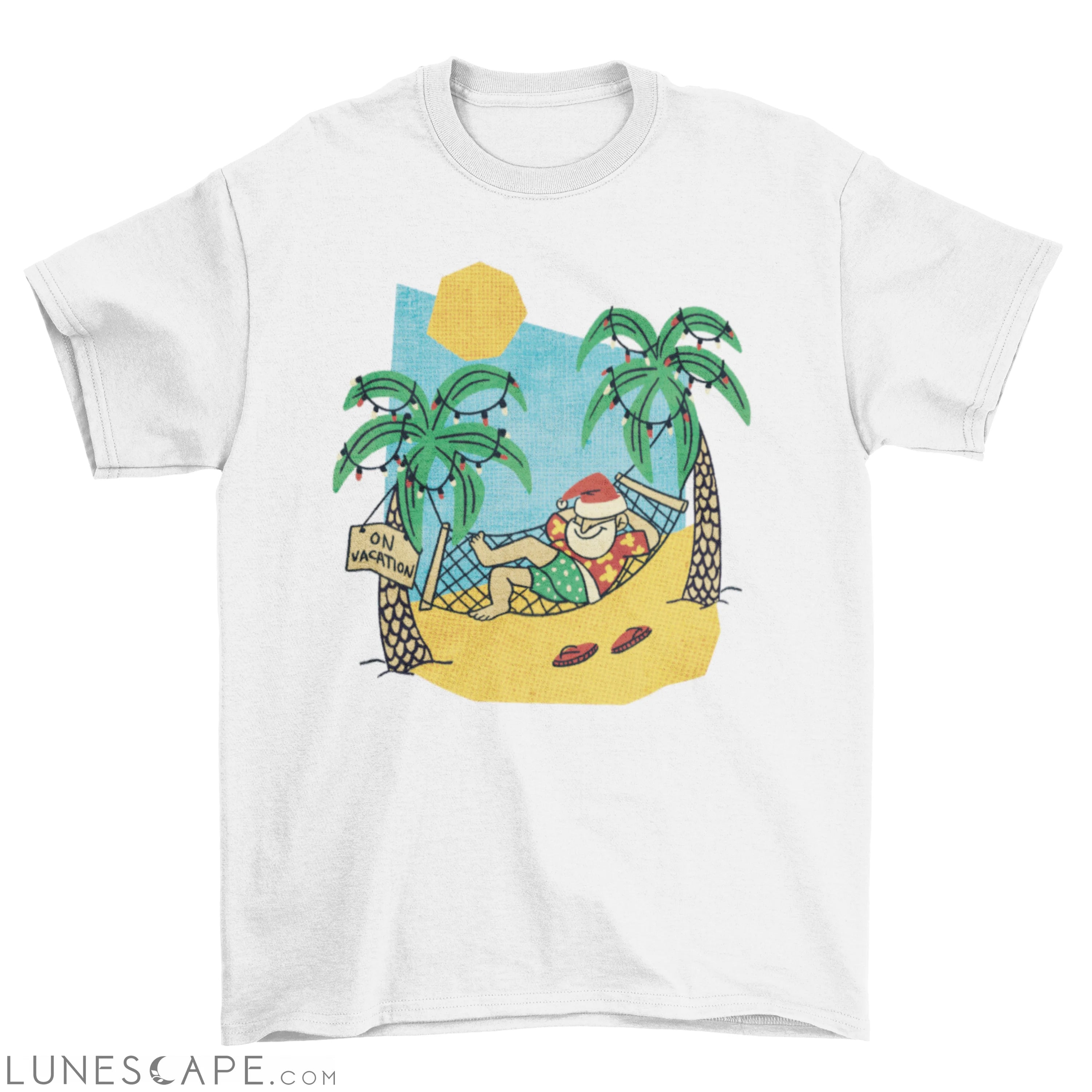 Cool Fashion Santa holiday Vacation relaxing summer beach Cartoon LUNESCAPE