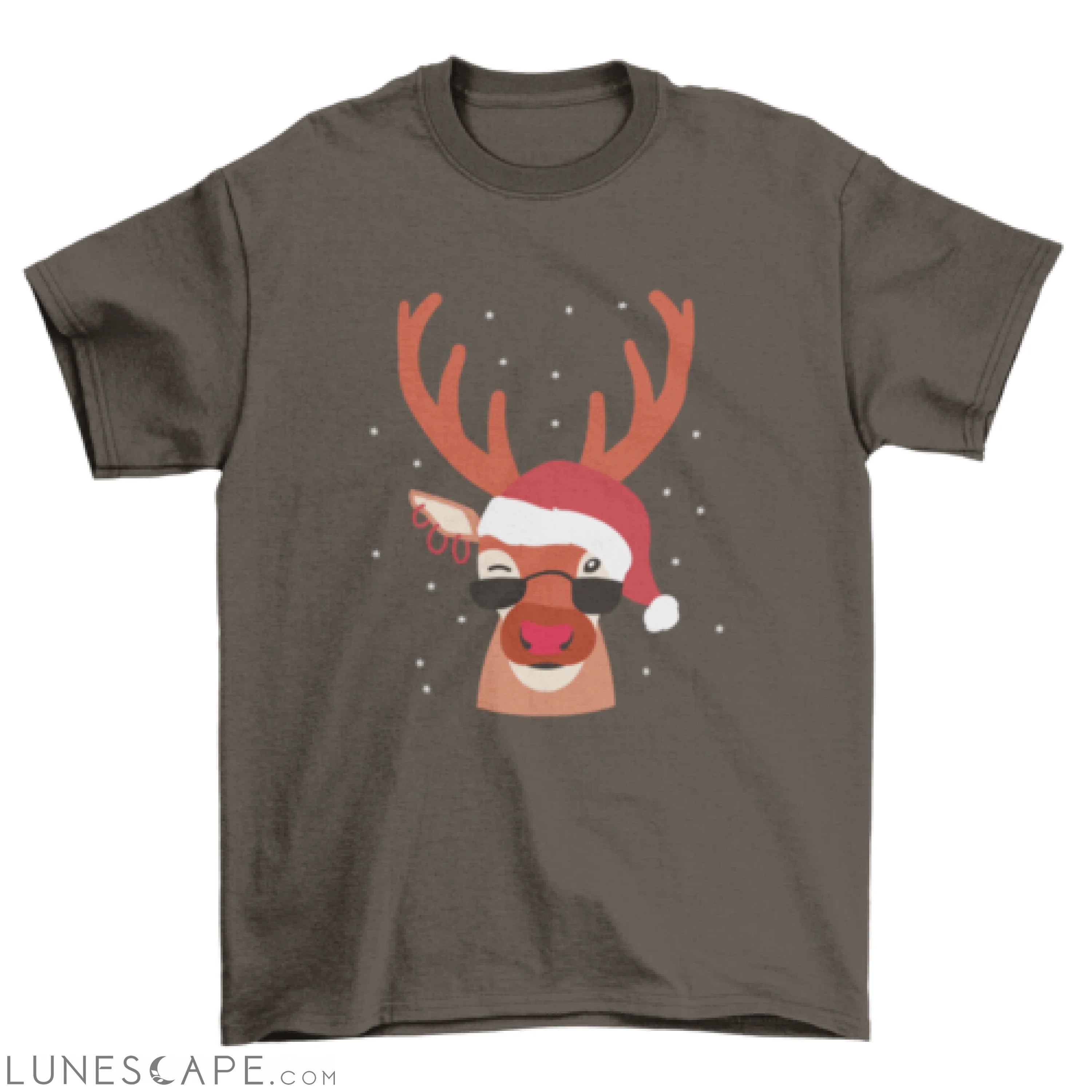 Cool reindeer Christmas t-shirt design LUNESCAPE