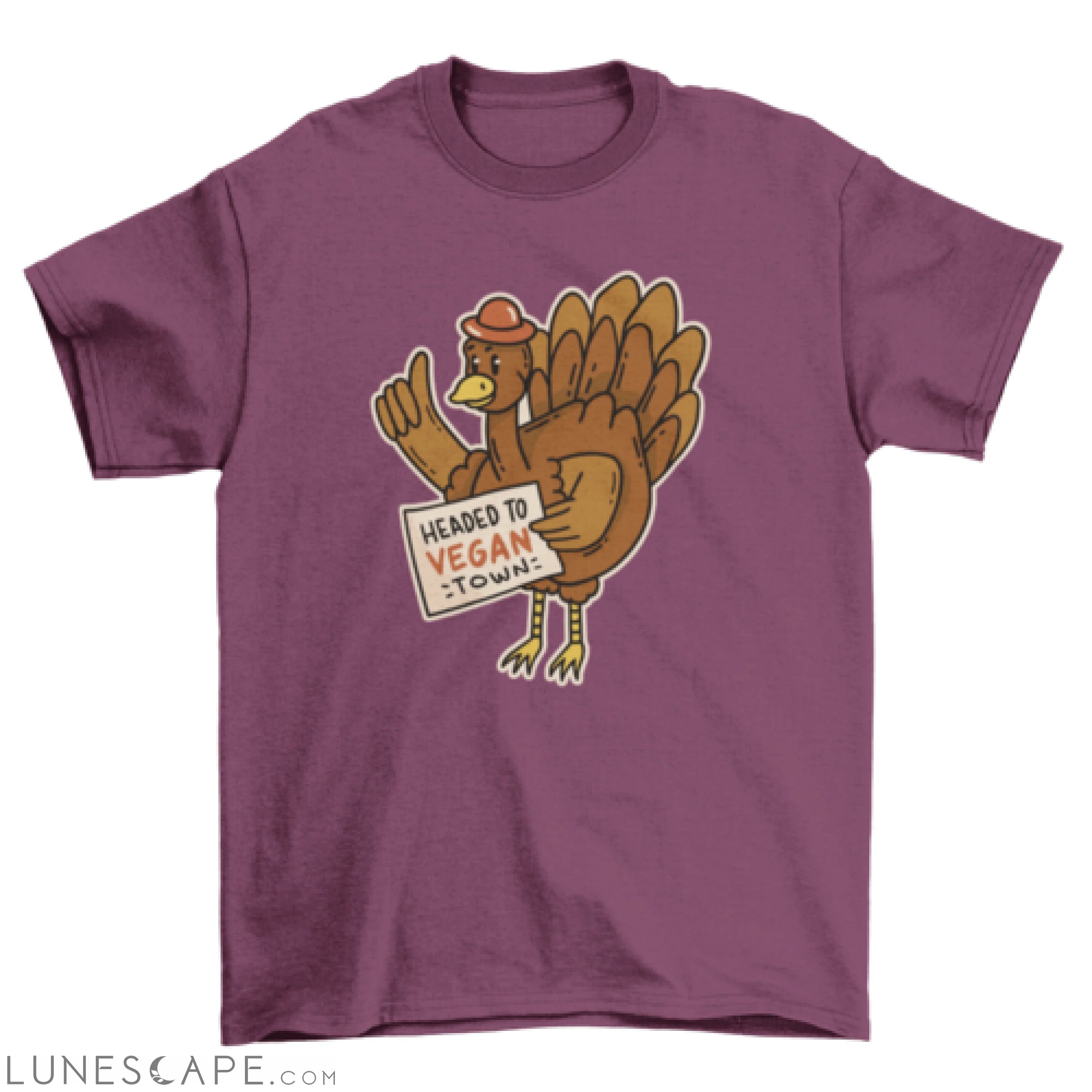 Cool vegan town turkey t-shirt LUNESCAPE