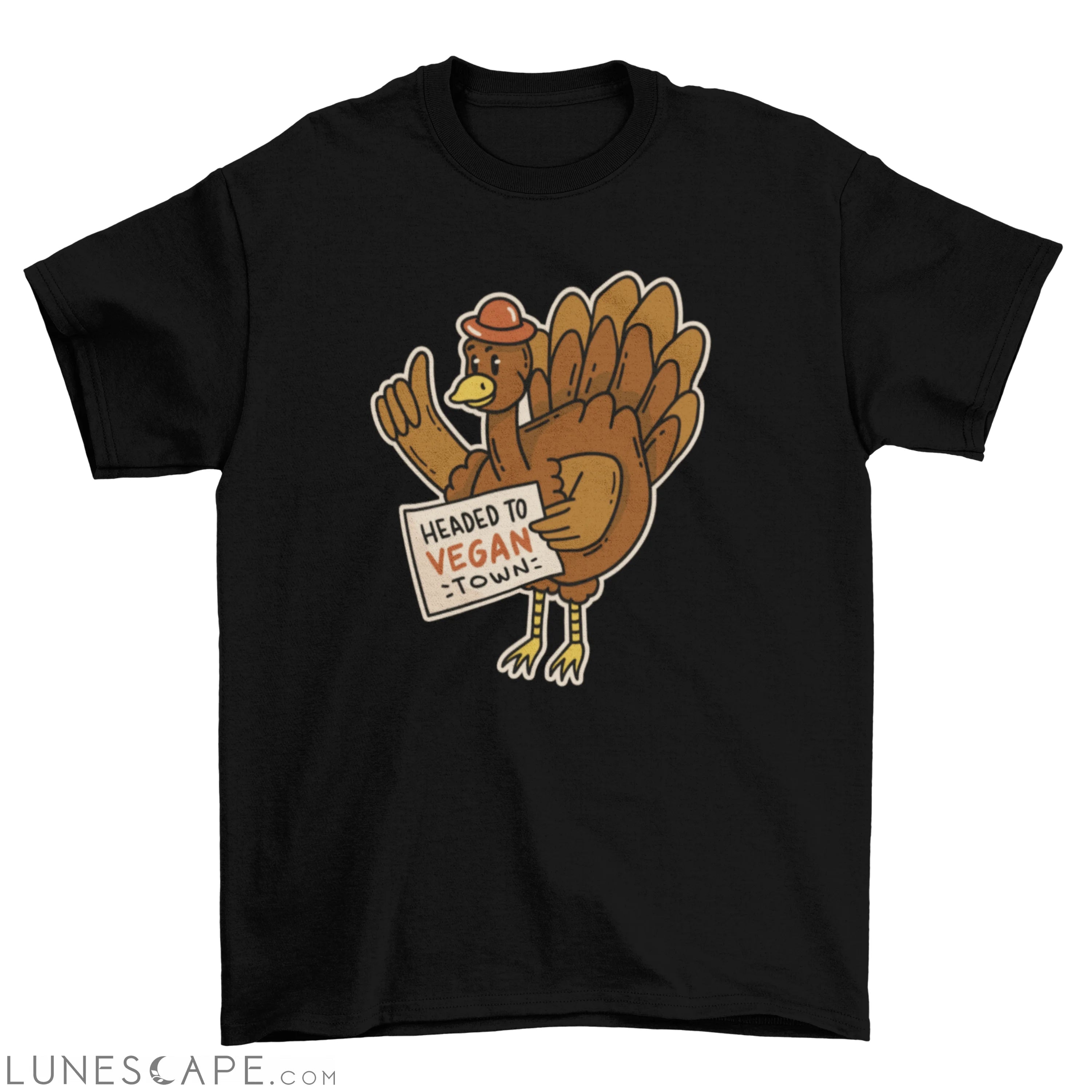 Cool vegan town turkey t-shirt LUNESCAPE