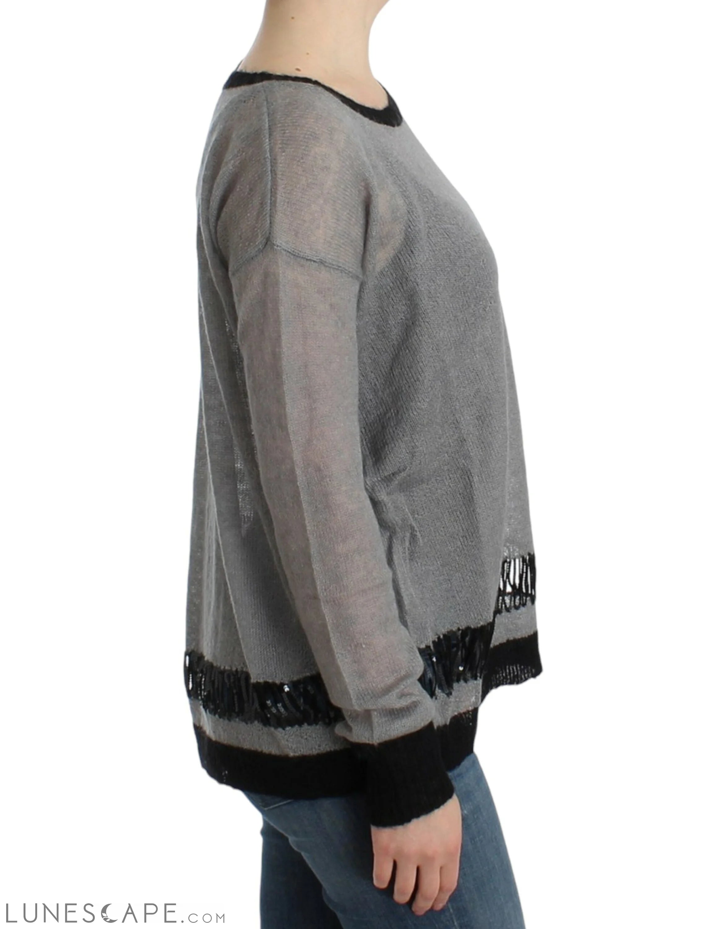 Costume National Chic Asymmetric Embellished Knit Sweater LUNESCAPE