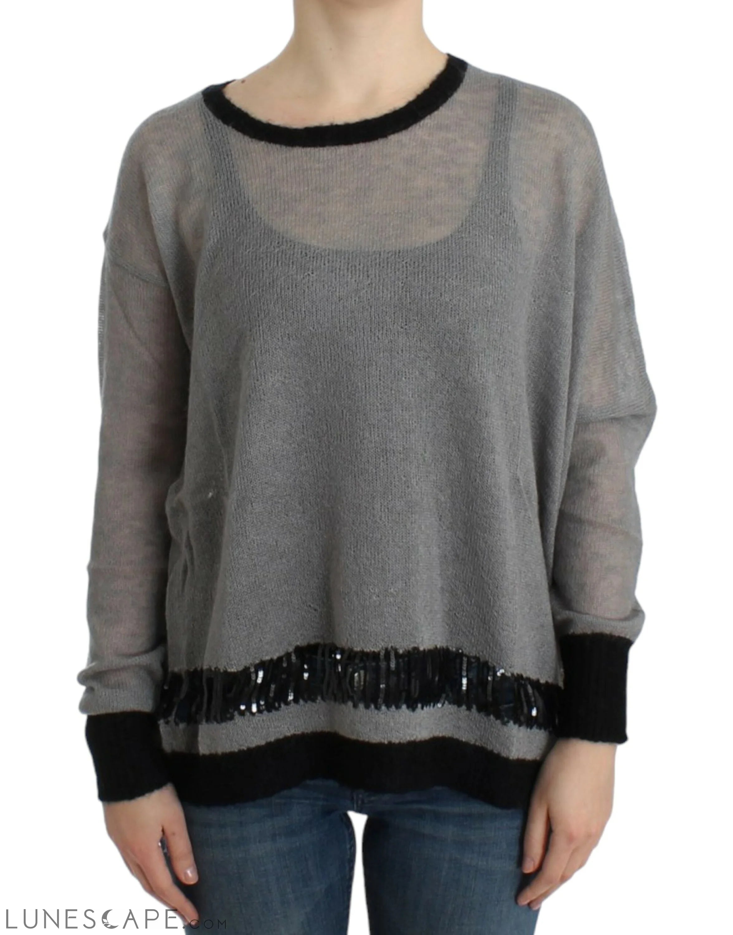 Costume National Chic Asymmetric Embellished Knit Sweater LUNESCAPE