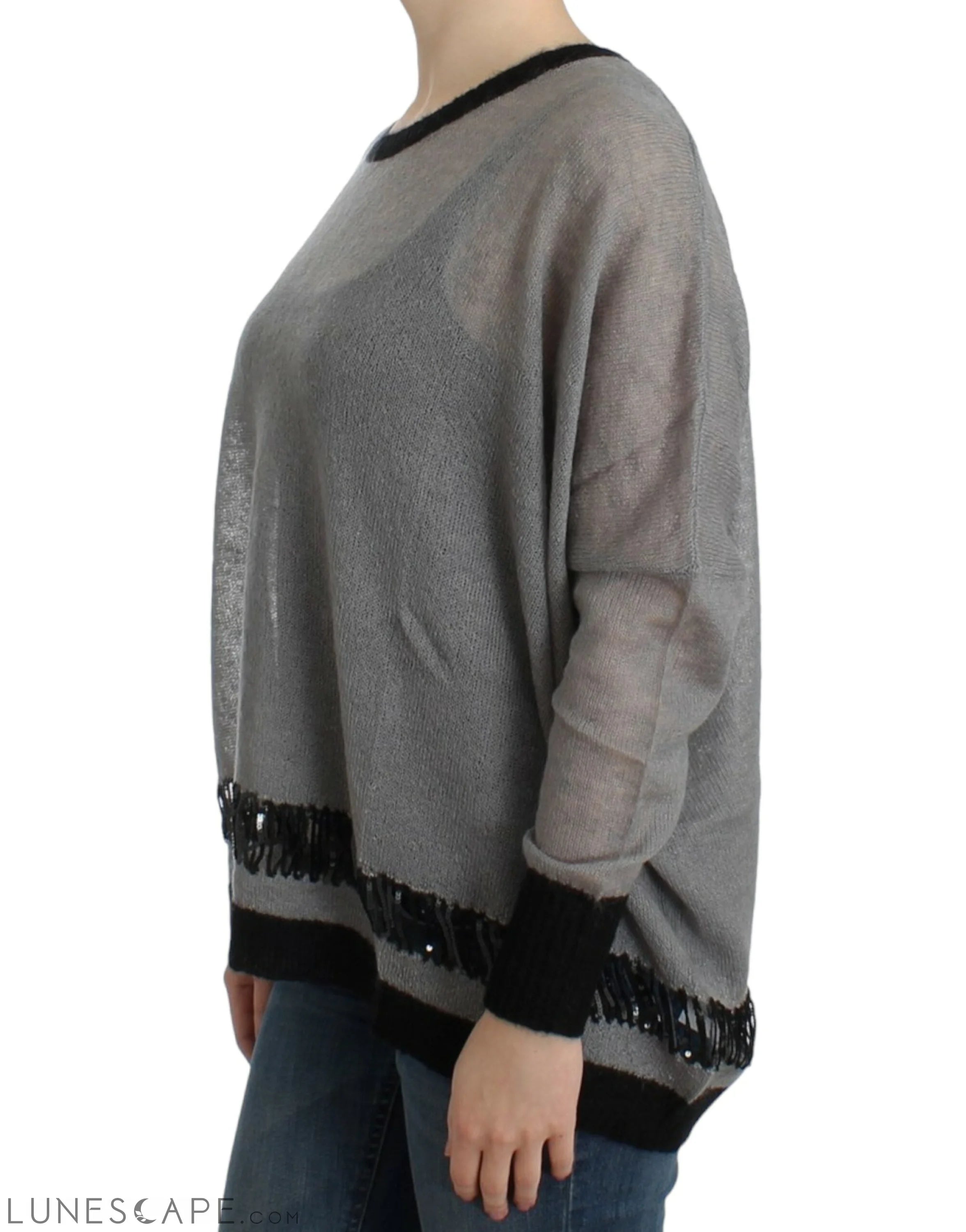 Costume National Chic Asymmetric Embellished Knit Sweater LUNESCAPE