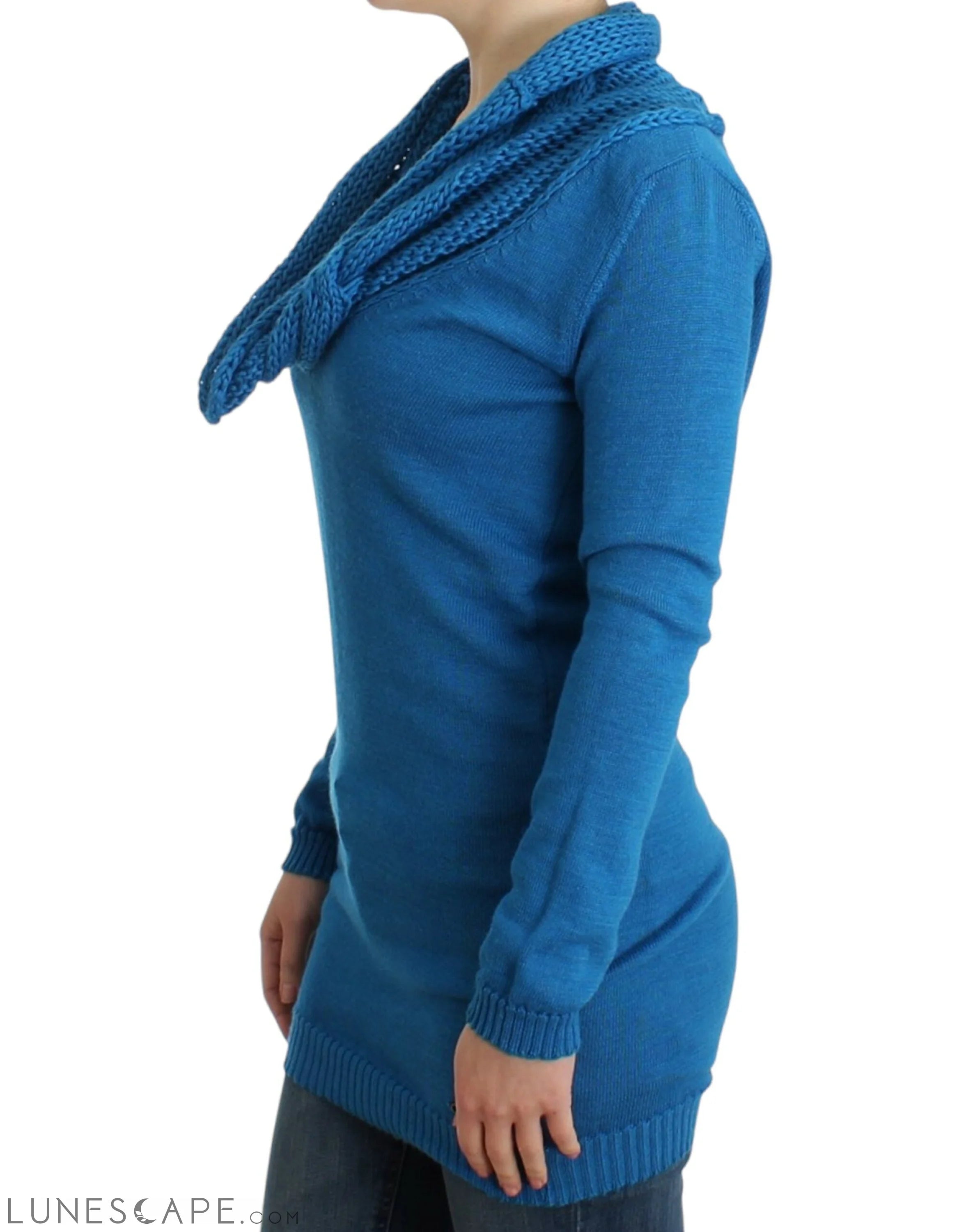 Costume National Chic Blue Scoop Neck Knit Sweater LUNESCAPE