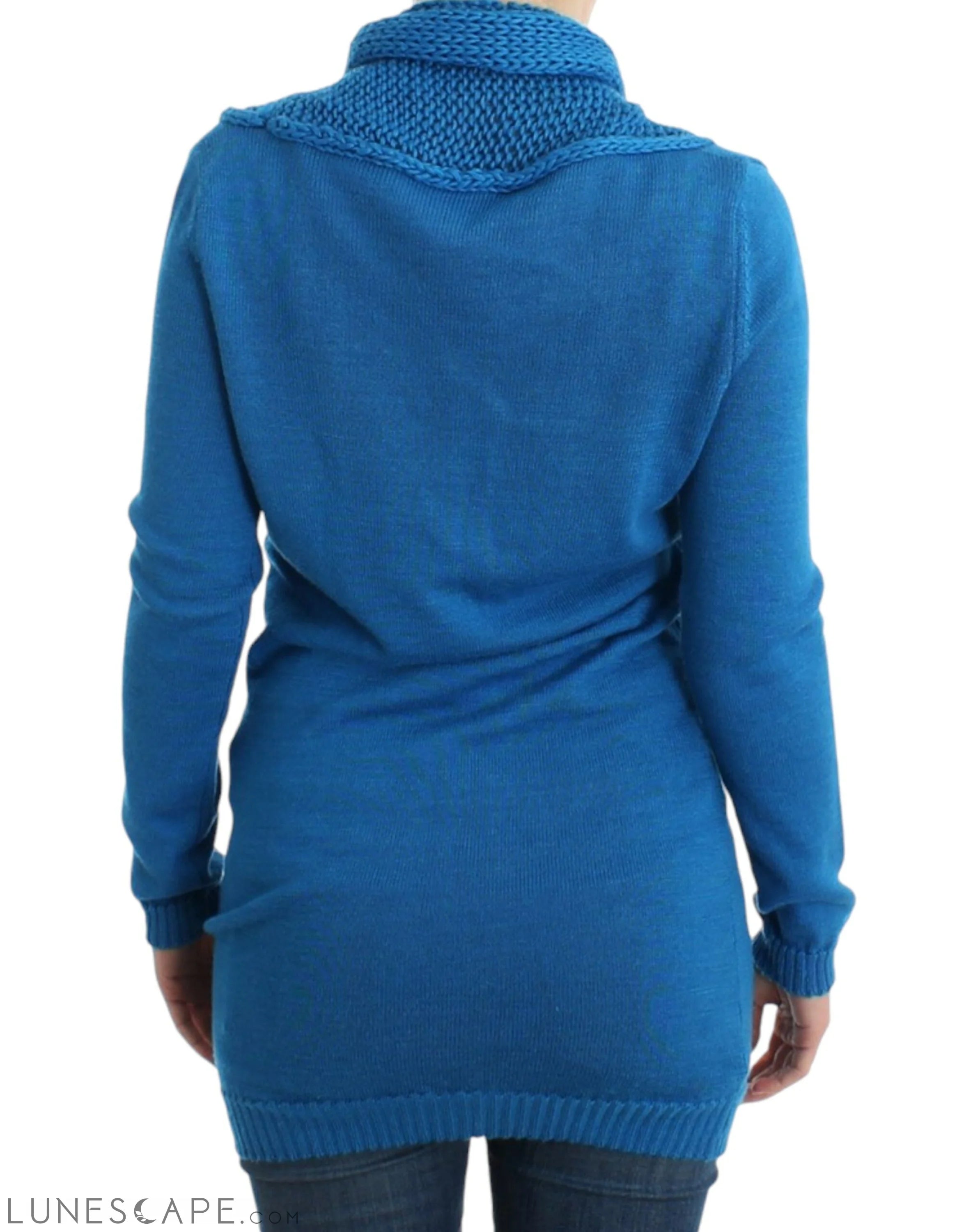 Costume National Chic Blue Scoop Neck Knit Sweater LUNESCAPE