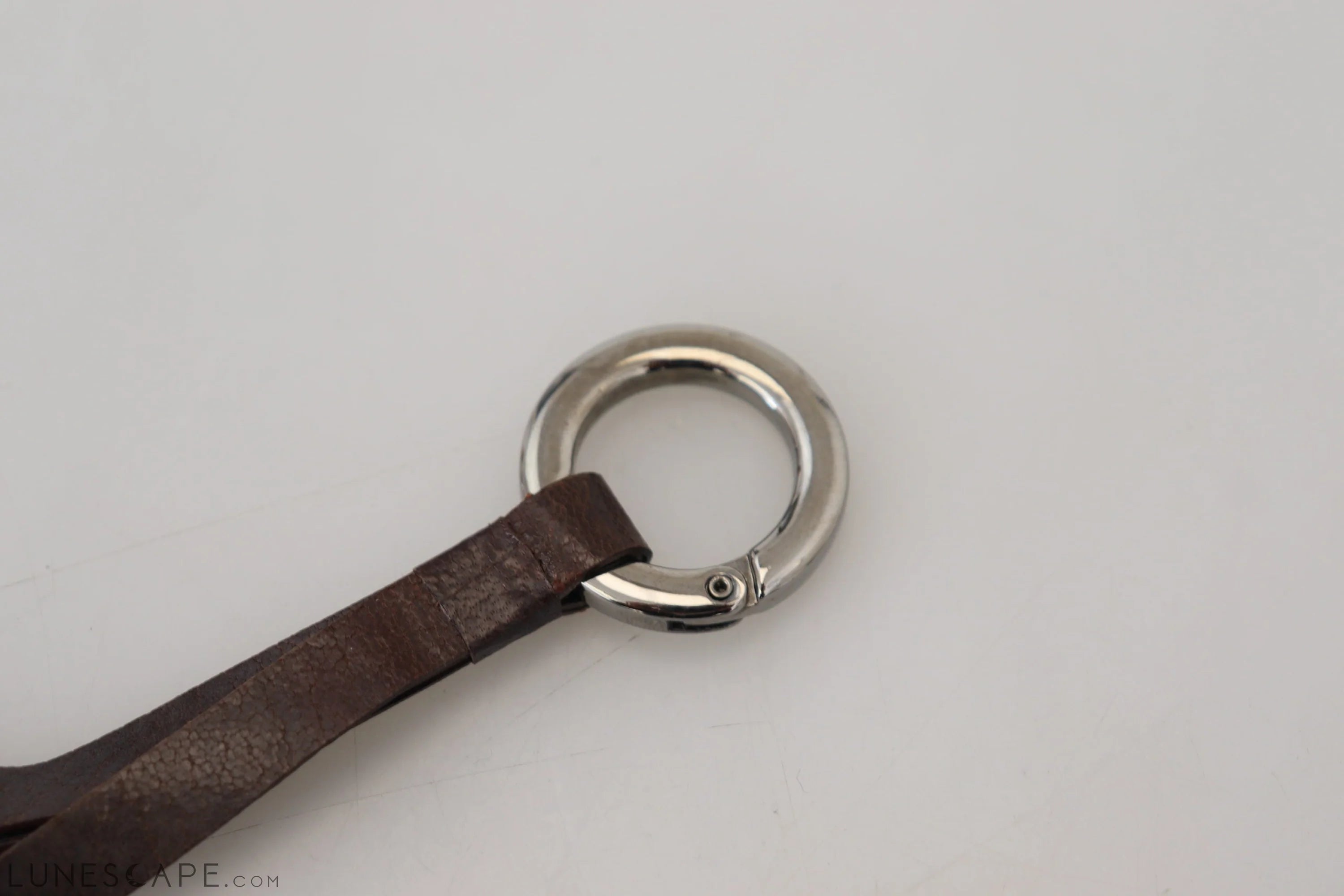 Costume National Chic Brown Leather Keychain with Brass Accents LUNESCAPE