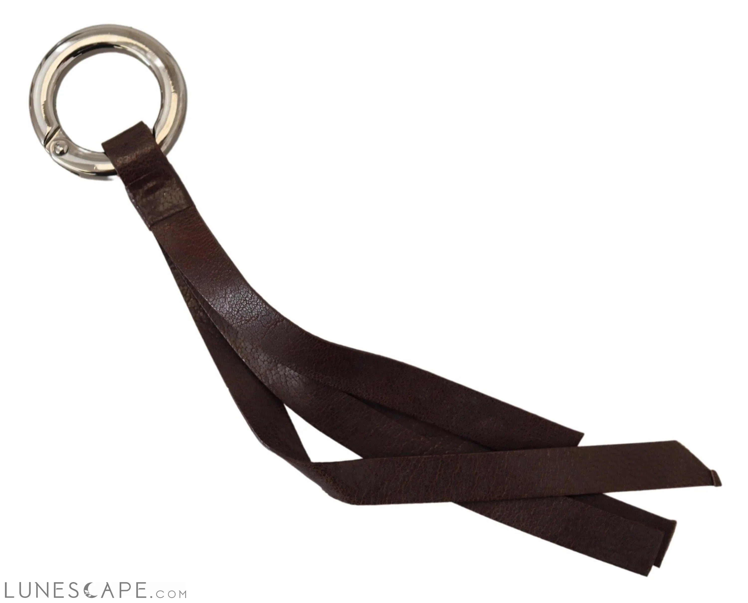 Costume National Chic Brown Leather Keychain with Brass Accents LUNESCAPE
