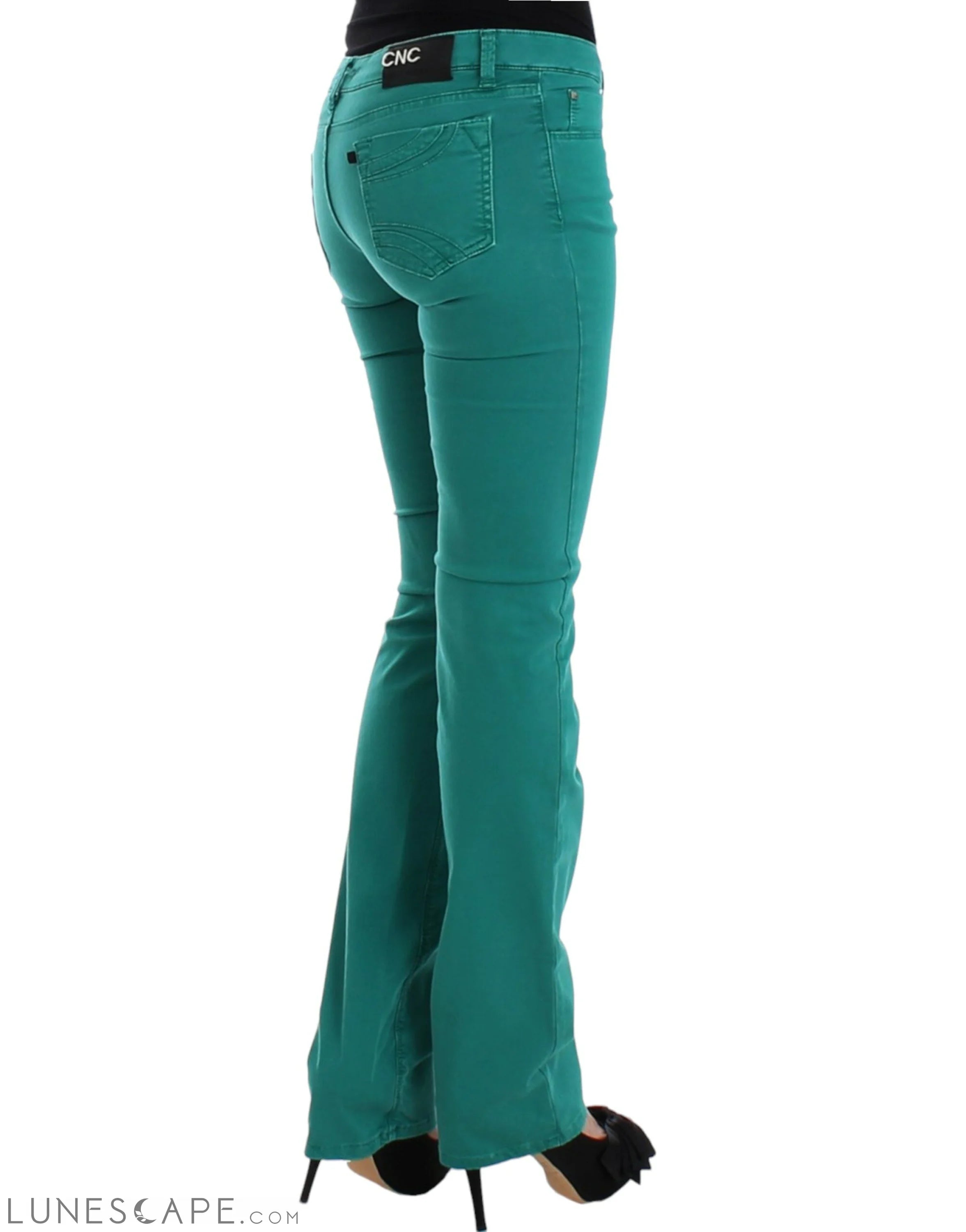 Costume National Chic Green Straight Leg Jeans for Sophisticated Style LUNESCAPE