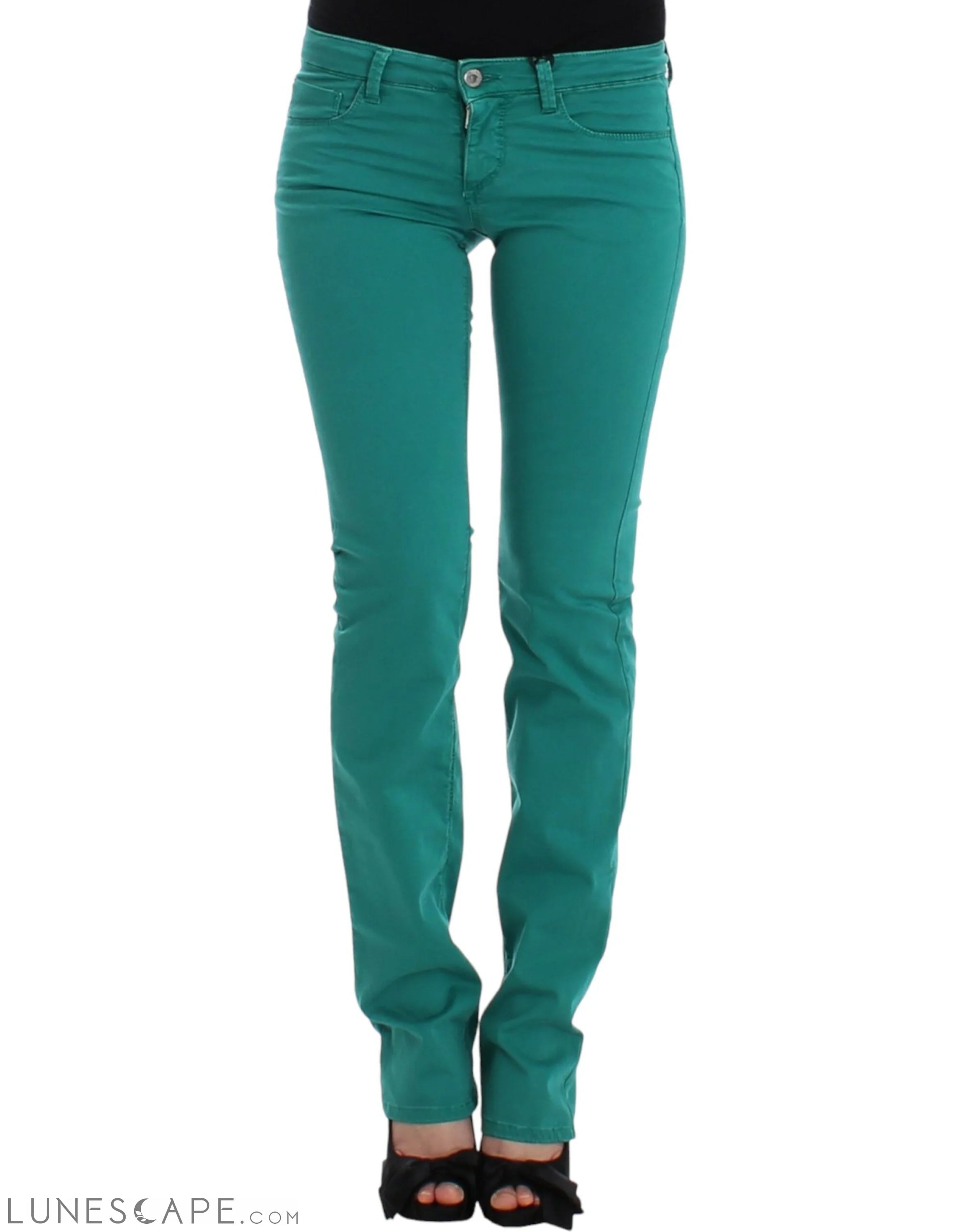 Costume National Chic Green Straight Leg Jeans for Sophisticated Style LUNESCAPE