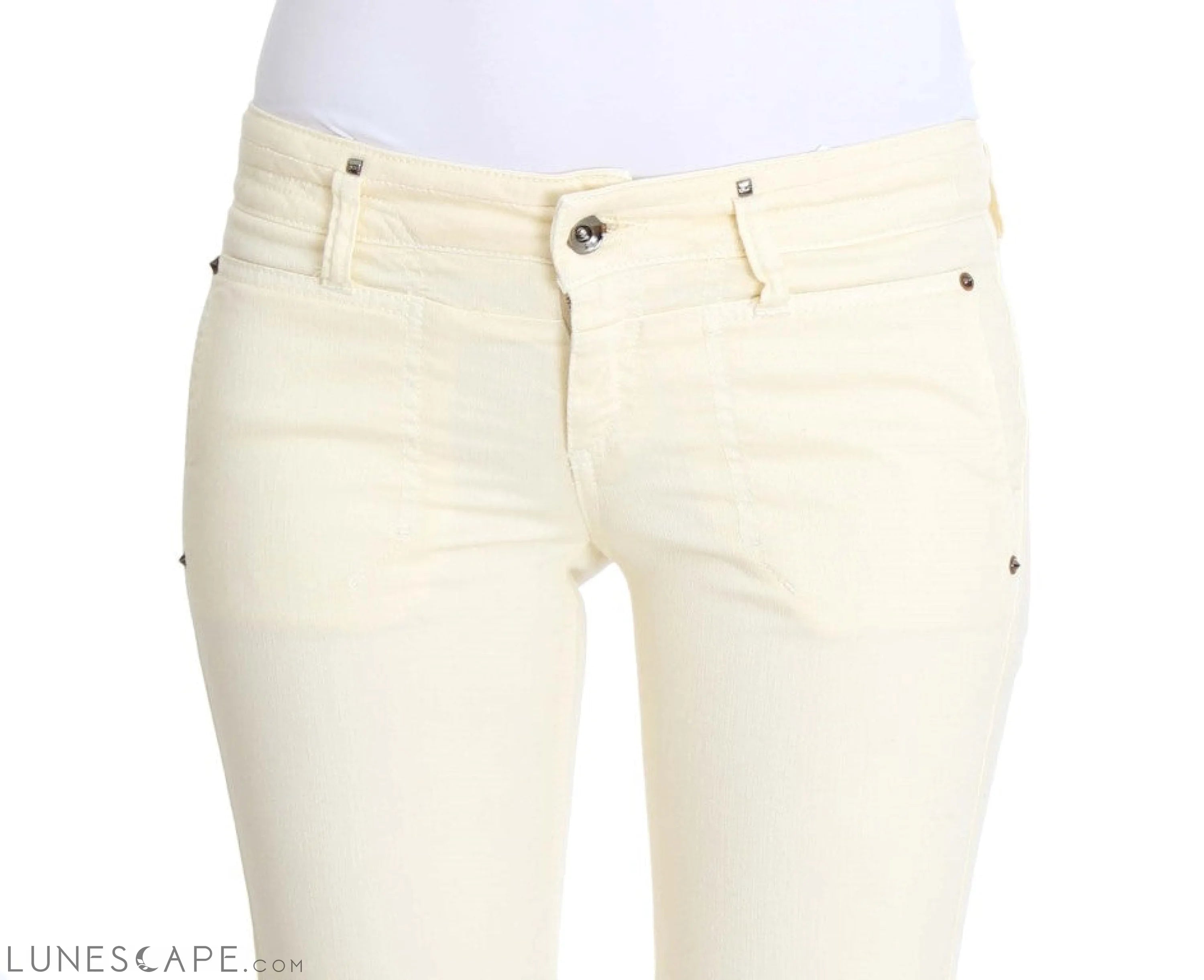 Costume National Chic Off-White Flared Designer Jeans LUNESCAPE